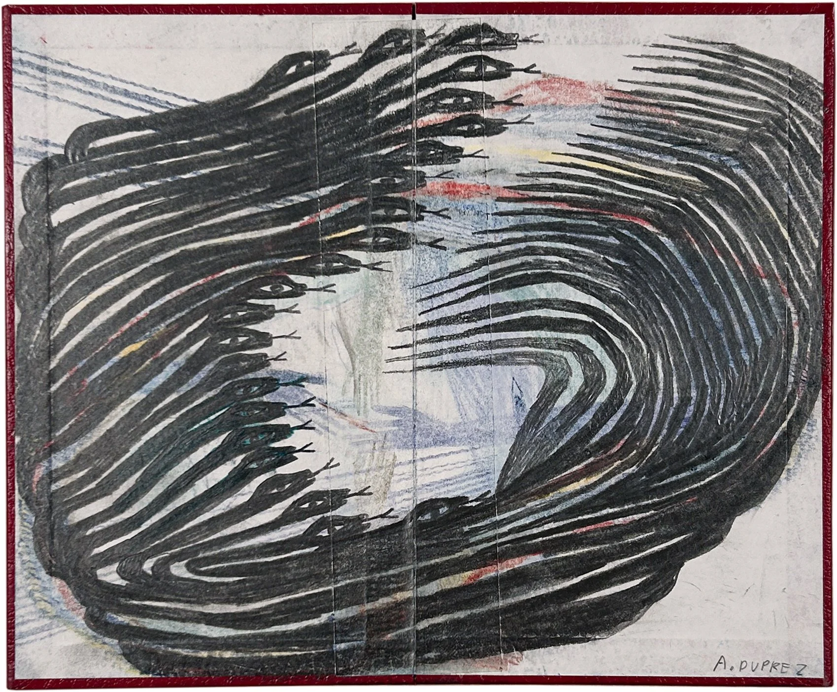  Alexandra Duprez  
Untitled, 2026 
colored pencil on found book cover 
8⅛ x 9⅞ in. 
20 x 25 cm