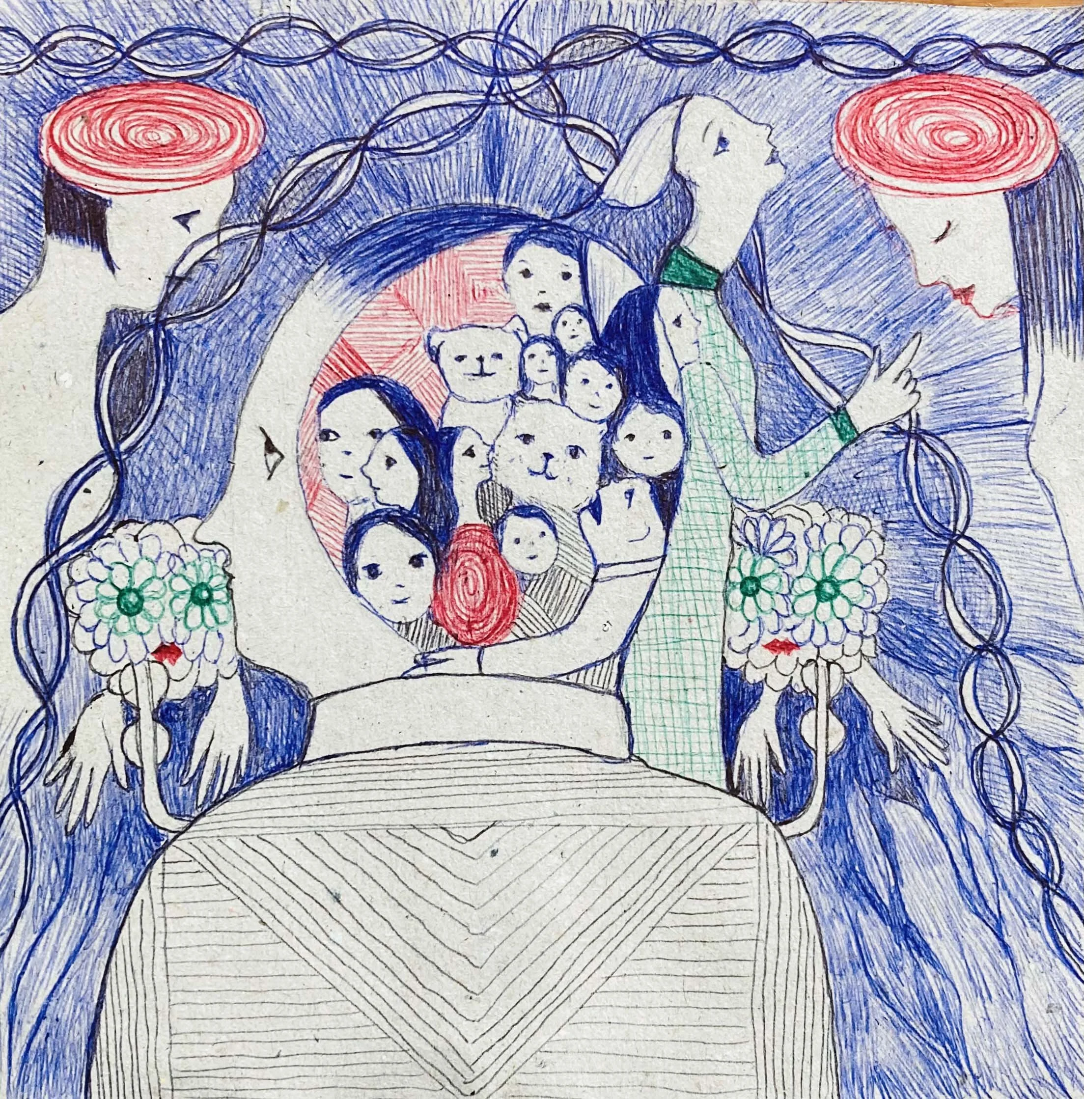  Aurélie Salavert  
Our bodies, our voices. (Nos corps, nos voix), ND 
pen on paperboard 
7⅞ x 7⅞ in. 
20 x 20 cm