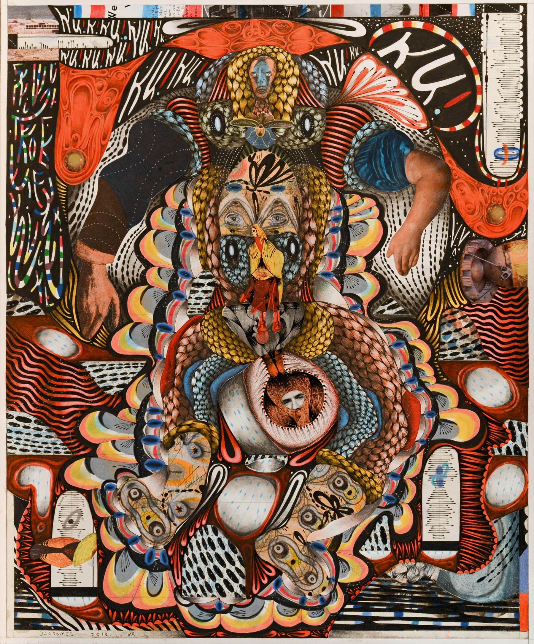 JJ Cromer
Our Hunkers Were Simultaneous, 2018
mixed media on paper
17 x 14 in.
43 x 35 cm