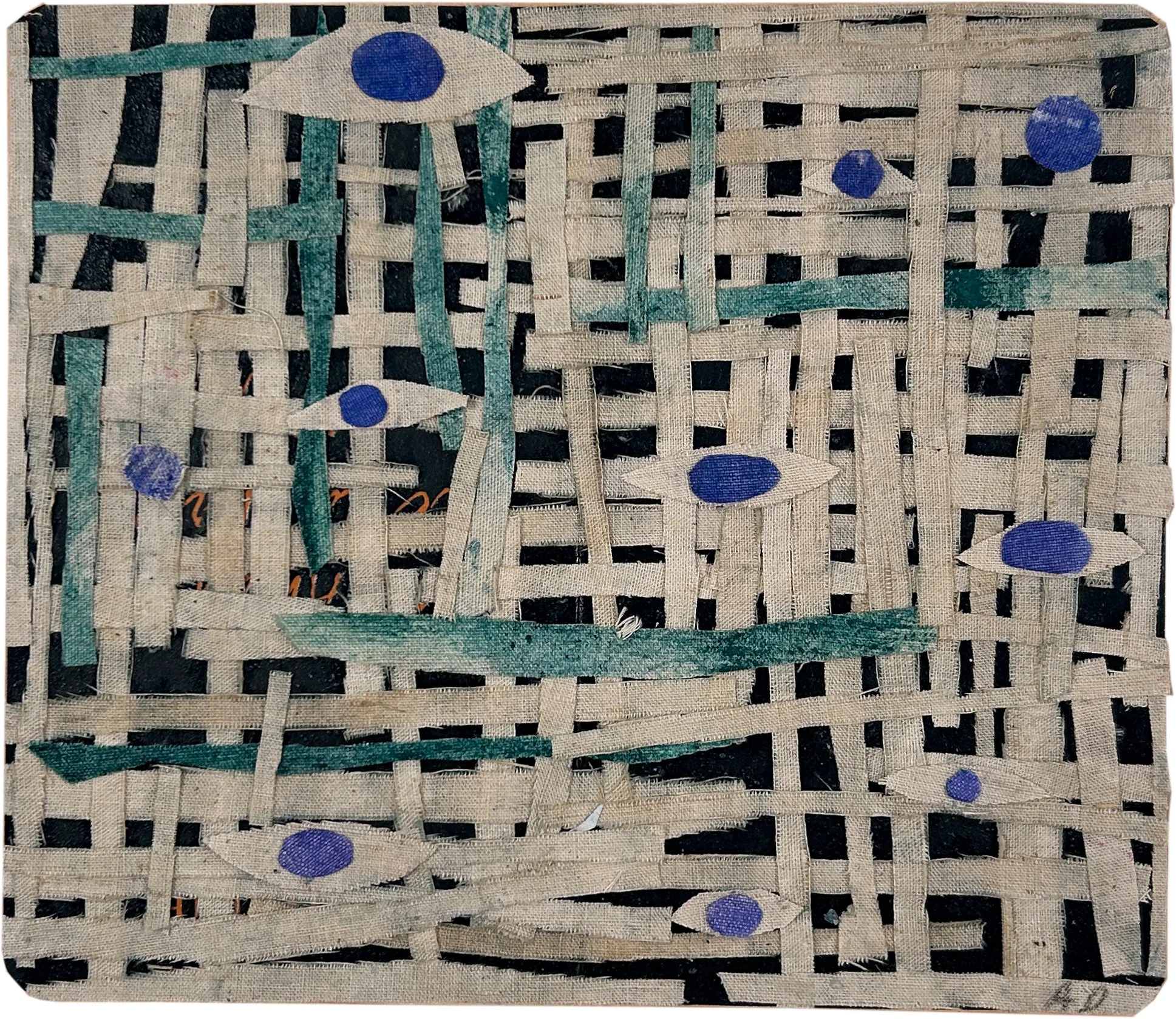  Alexandra Duprez  
Untitled, 2026 
fabric collage, oil on found book cover 
7⅞ x 9⅛ in. 
20 x 23 cm