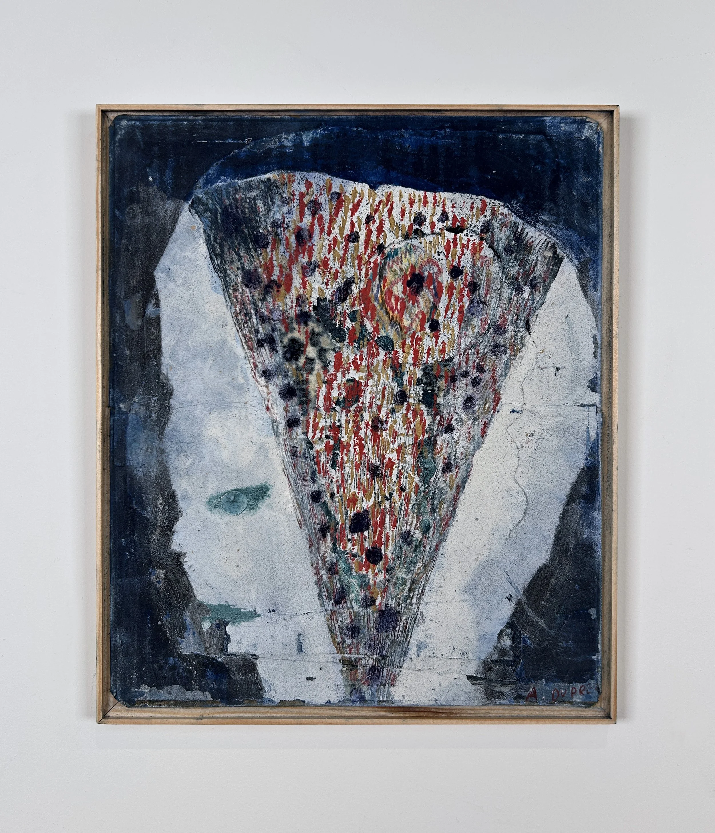  Alexandra Duprez  
Untitled, 2026 
oil, fabric collage on found book cover 
10⅛ x 8⅜ in. 
25 x 21 cm