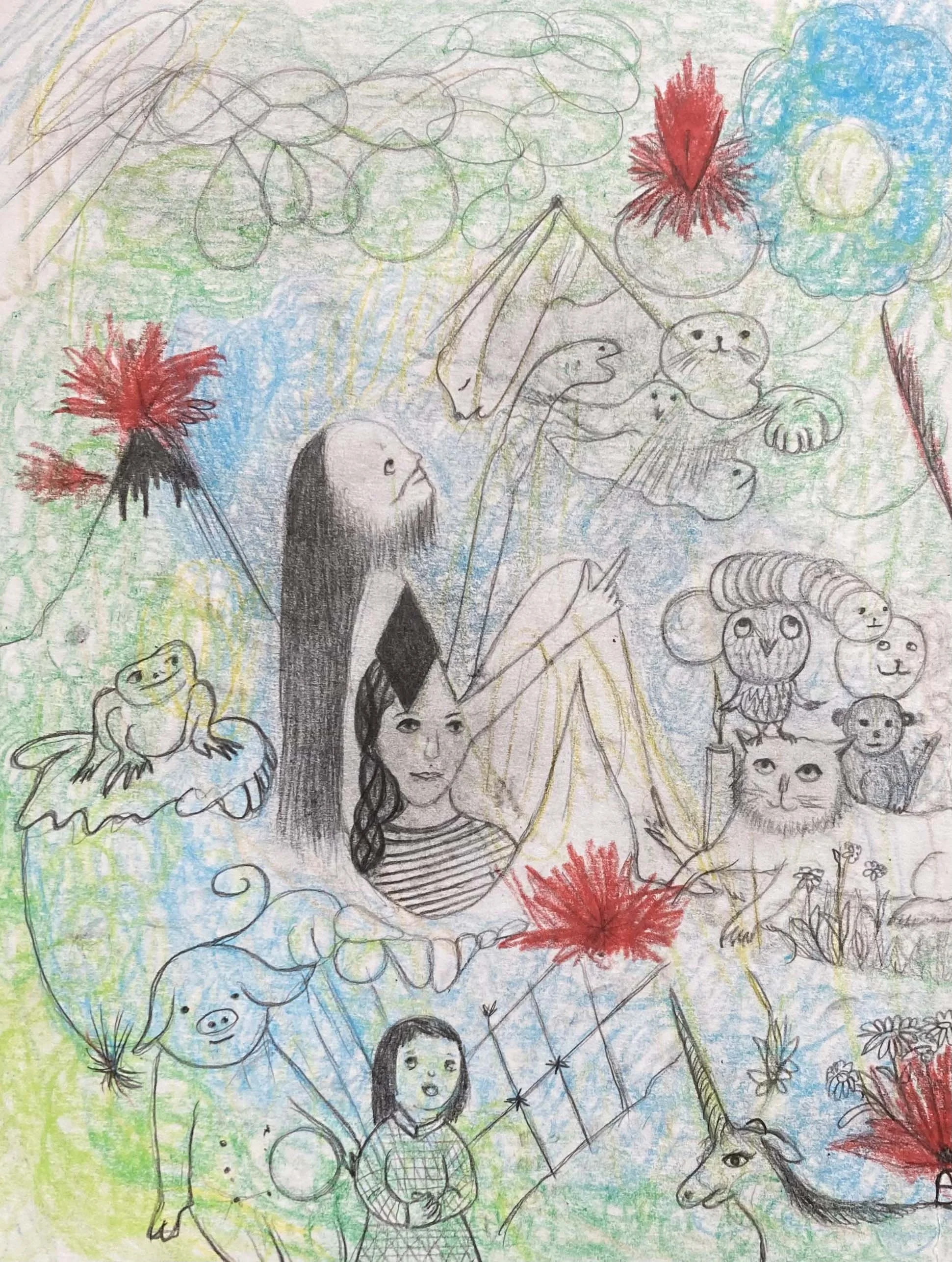  Aurélie Salavert  
Short walk in a safe place? (Petite balade en lieu sûr ?), ND 
pencil and pastel on paperboard 
9½ x 7⅛ in. 
24 x 18 cm