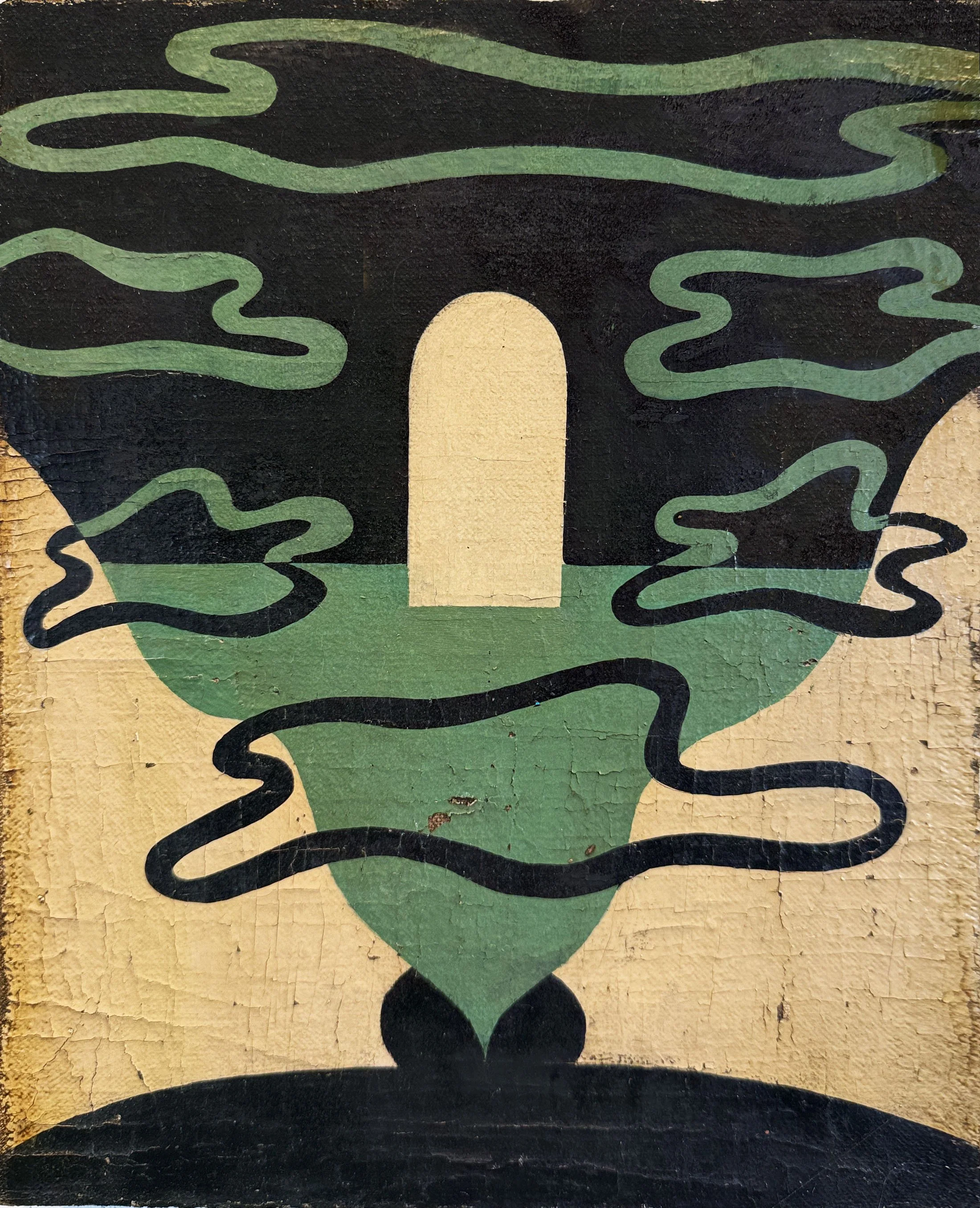 Dead Quiet, 2026 
distemper and oil on canvas mounted on panel 
10 x 8 in. | 25 x 20 cm