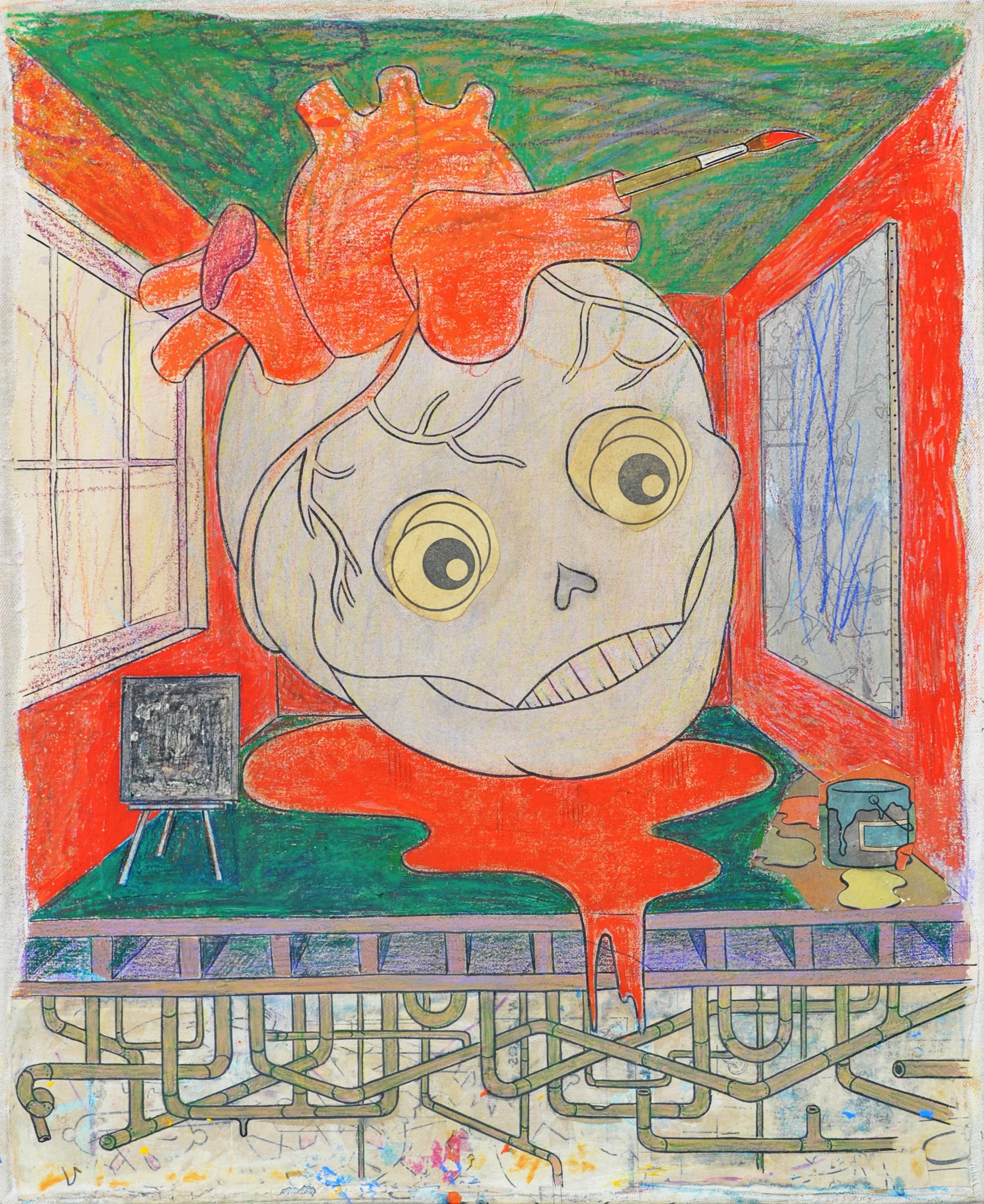 Inner Sanctum, 2024  
flashe and crayon on canvas  
22 x 18 in. | 55 x 45 cm