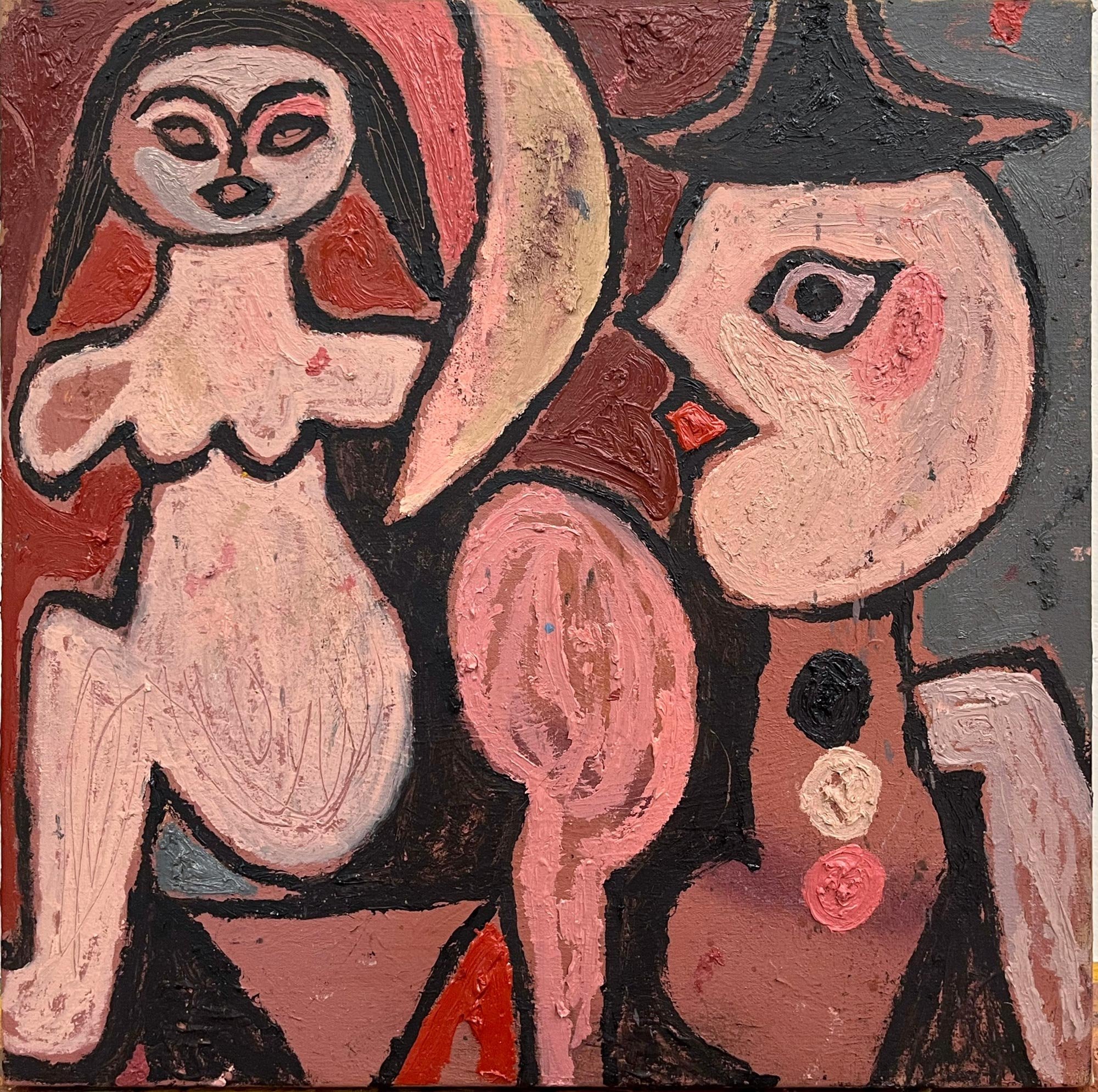 Nacho Eterno
Mujer y hombre con sombrero, 2025
oil, oil stick and acrylic on canvas
23⅝ x 23⅝ in.
60 x 60 cm