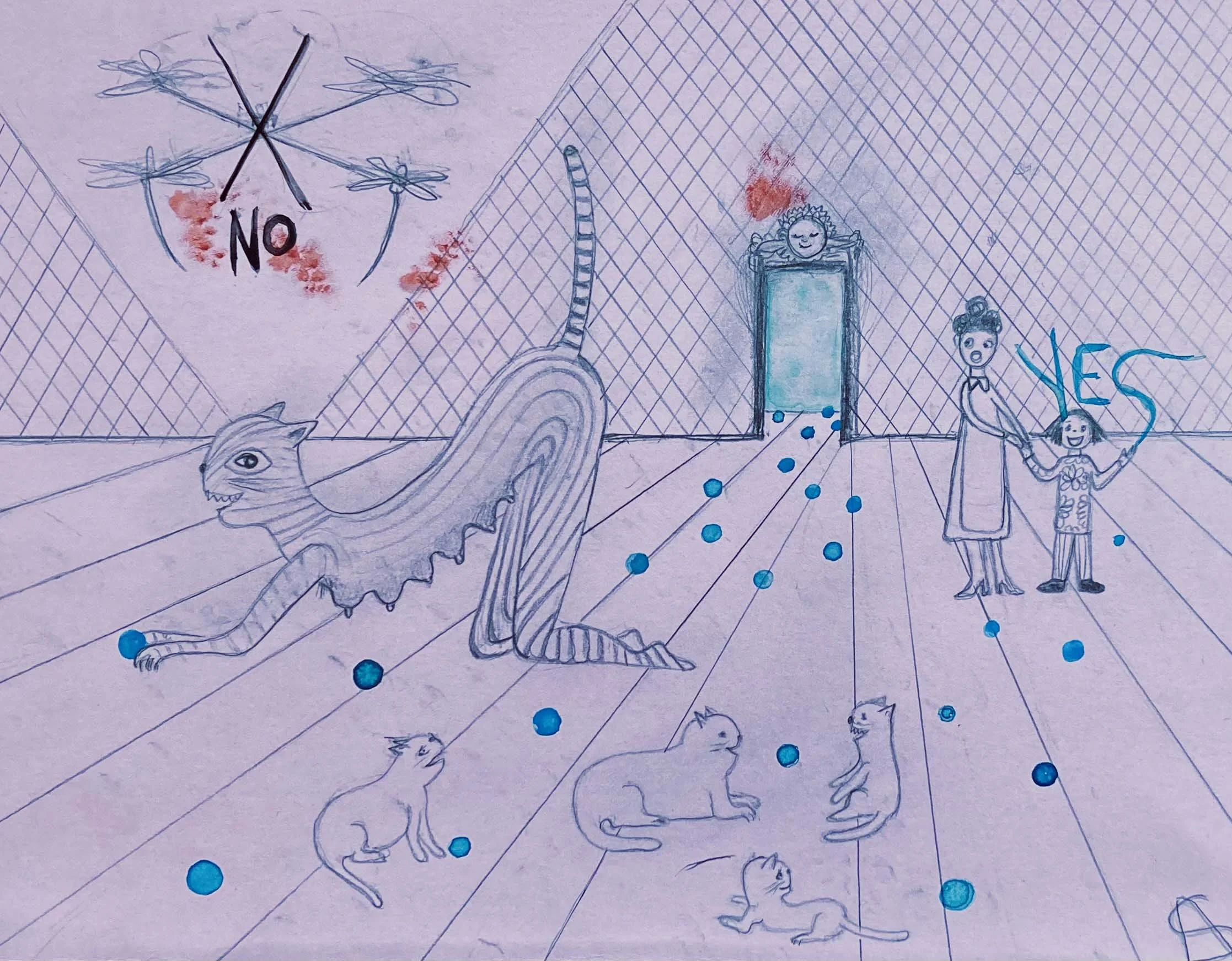  Aurélie Salavert  
Invasion, ND 
pencil and gouache on paper 
7⅛ x 9½ in. 
18 x 24 cm