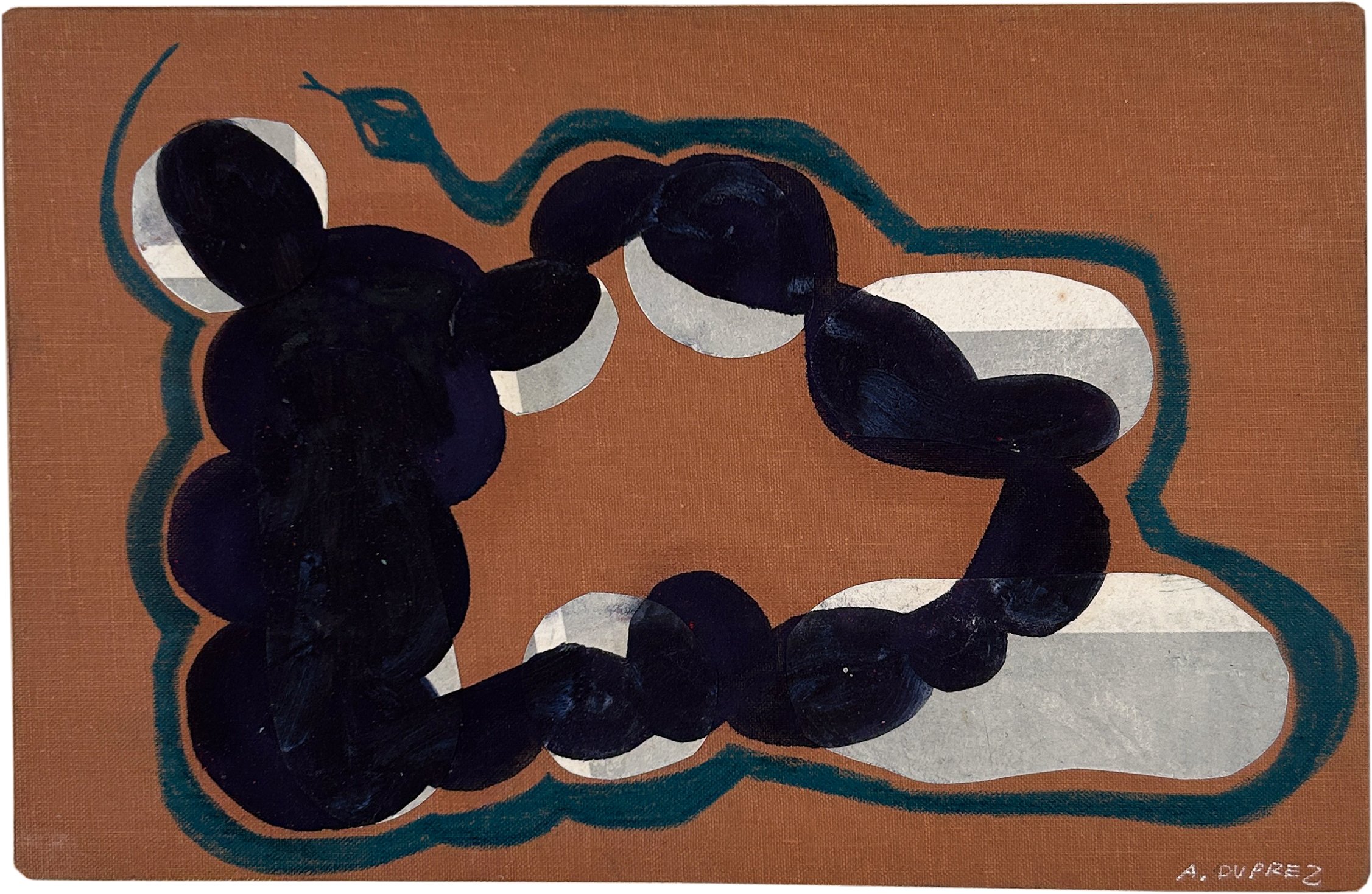  Alexandra Duprez  
Untitled, 2026 
colored pencil, collage, oil on found book cover 
6⅛ x 9⅝ in. 
15 x 24 cm