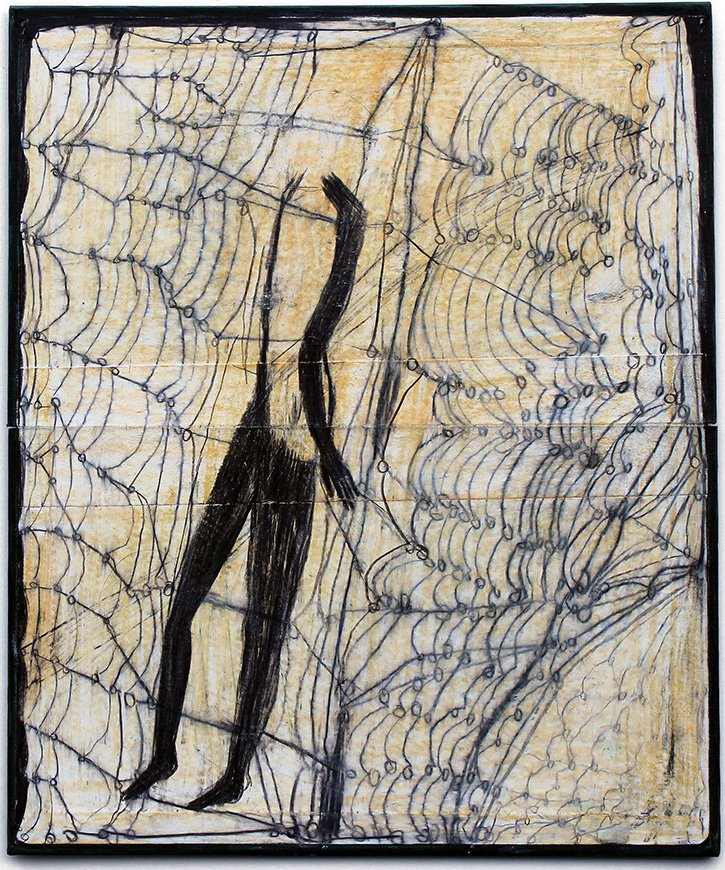 Alexandra Duprez
Standing figure, 2025
colored pencil on found book cover
9⅞ x 7⅞ in.
25 x 20 cm