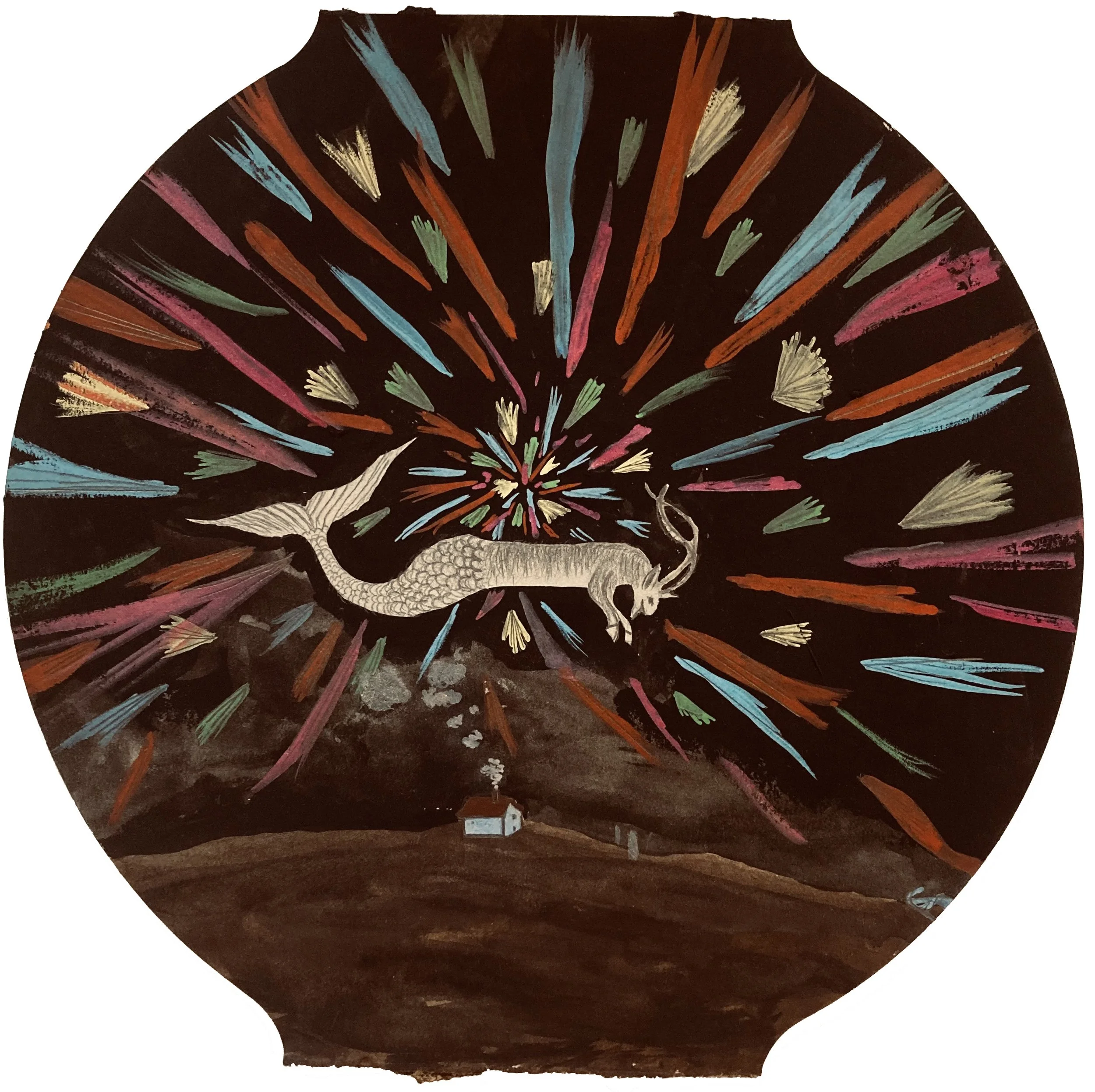  Aurélie Salavert  
December in Saturn (Décembre en Saturne), ND 
gouache and pencil on cardboard 
11¾ x 11¾ in. 
30 x 30 cm