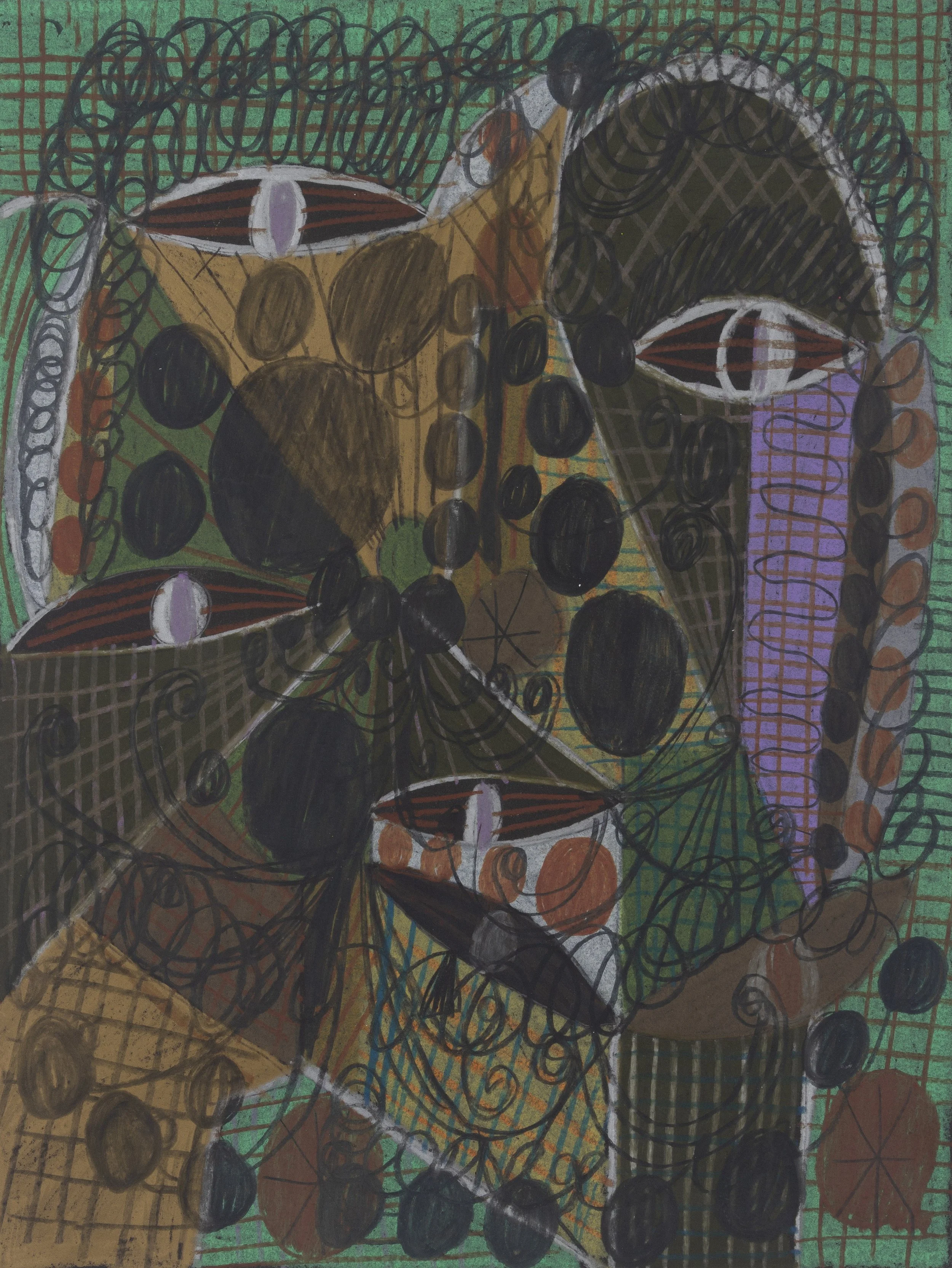  William J. O'Brien  
Forest Mask, 2026 
colored pencil on paper 
12 x 9 in. 
30 x 22 cm