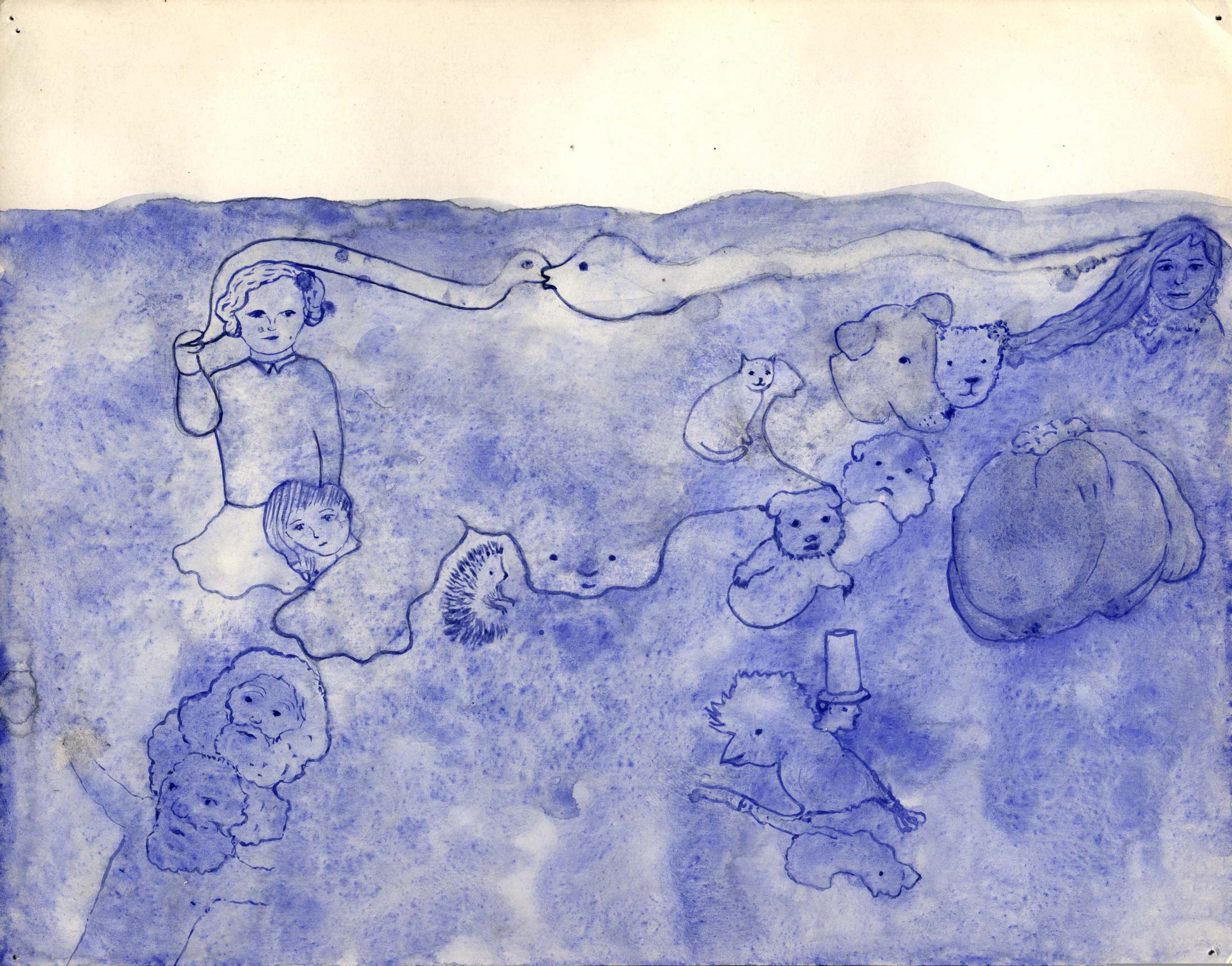 Aurélie Salavert
A Blue World for the heart, ND
watercolor on found paper
8¼ x 10¾ in.
21 x 27 cm