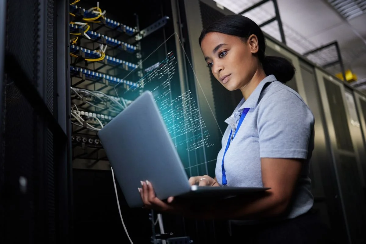 Engineer in a server room.