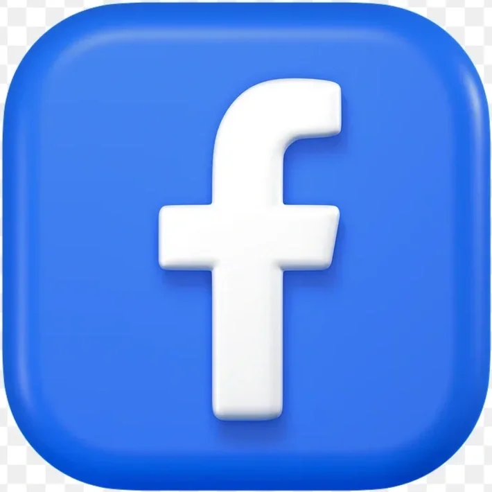 Facebook app icon with a white lowercase 'f' on a blue square background.