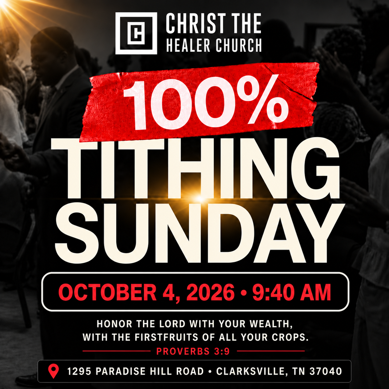 100% Tithing Sunday Church Flyer.png