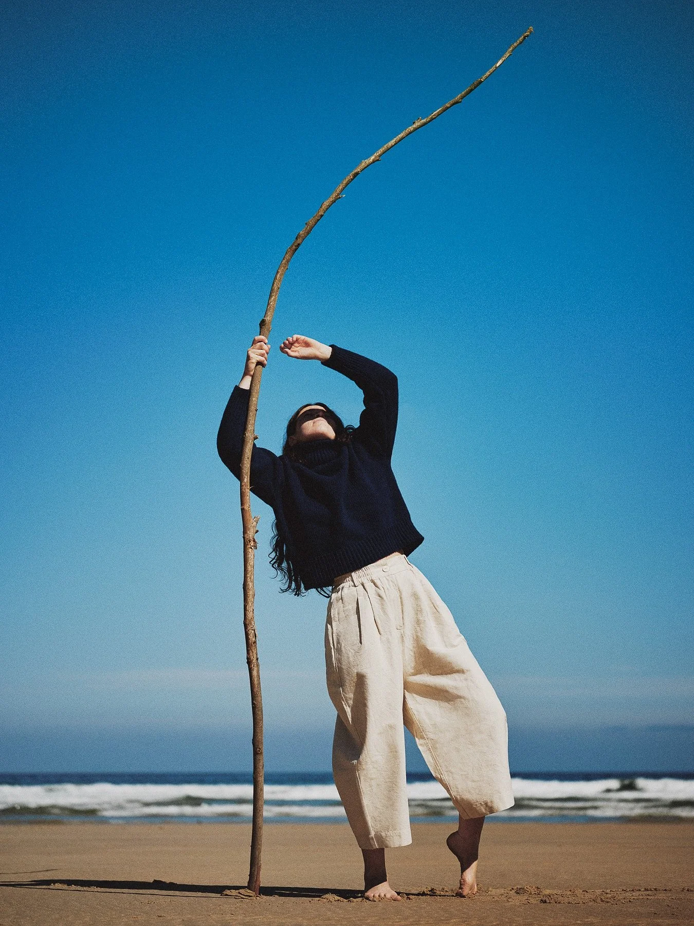 Atlas ~ A turtleneck jumper, hand-knitted in smooth heavyweight wool and dyed in a deep indigo that echoes the calm depth of the sea. A piece that holds the stillness of water and the warmth of hands. Only one available, open for reservation by email