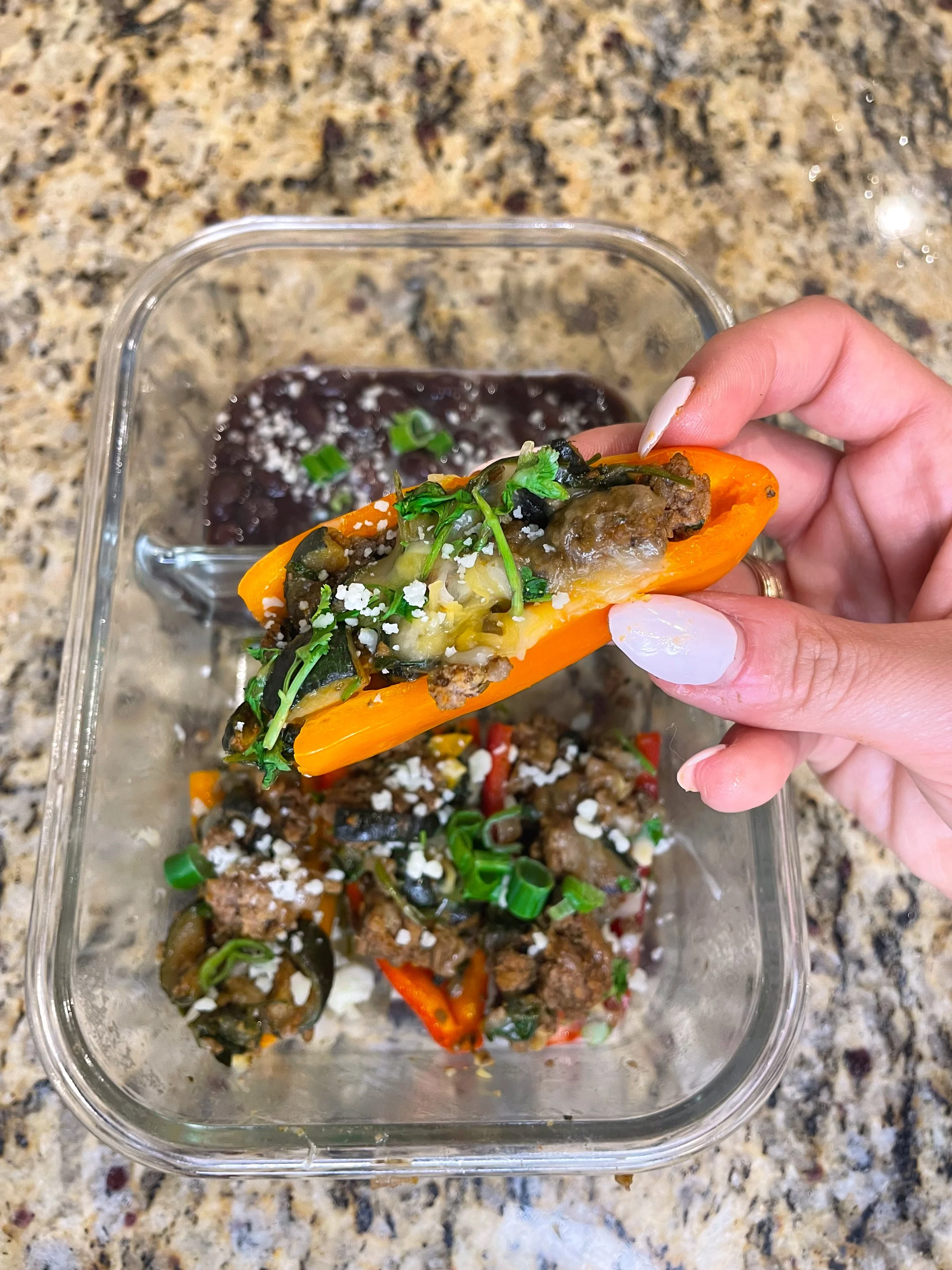 Stuffed bell pepper Boats with Black Beans