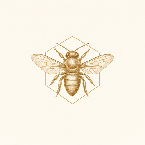The Literary Hive partner logo, gold bee
