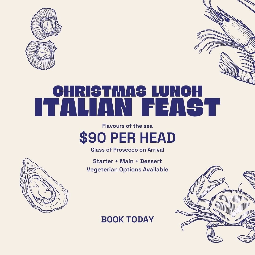 Tis the season for an Italian Feast! Indulge in our $90pp set menu starting with a glass of prosecco on arrival, seafood starters and mains, and ending with an irresistible dessert.

Swipe to see the full menu! ➡️
*Vegeratian options available

Don&r