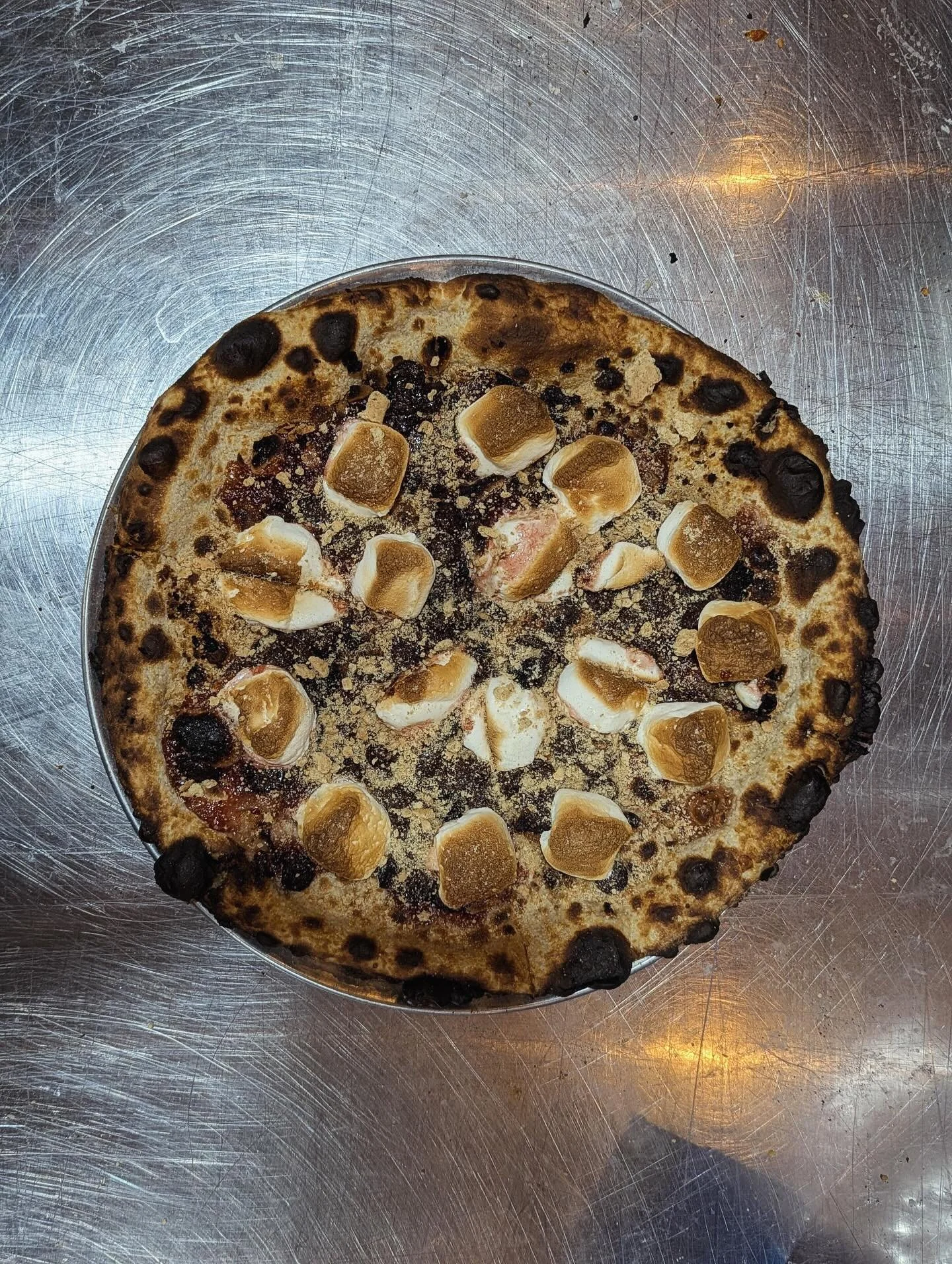 Happy birthday, @fayerosenbaum ! In honor of one of our very favorite people, we are finally debuting a dessert pizza! Come try the S'more Faye tomorrow, complete with raspberry jam, melted chocolate chips, toasted marshmallows, and graham cracker cr