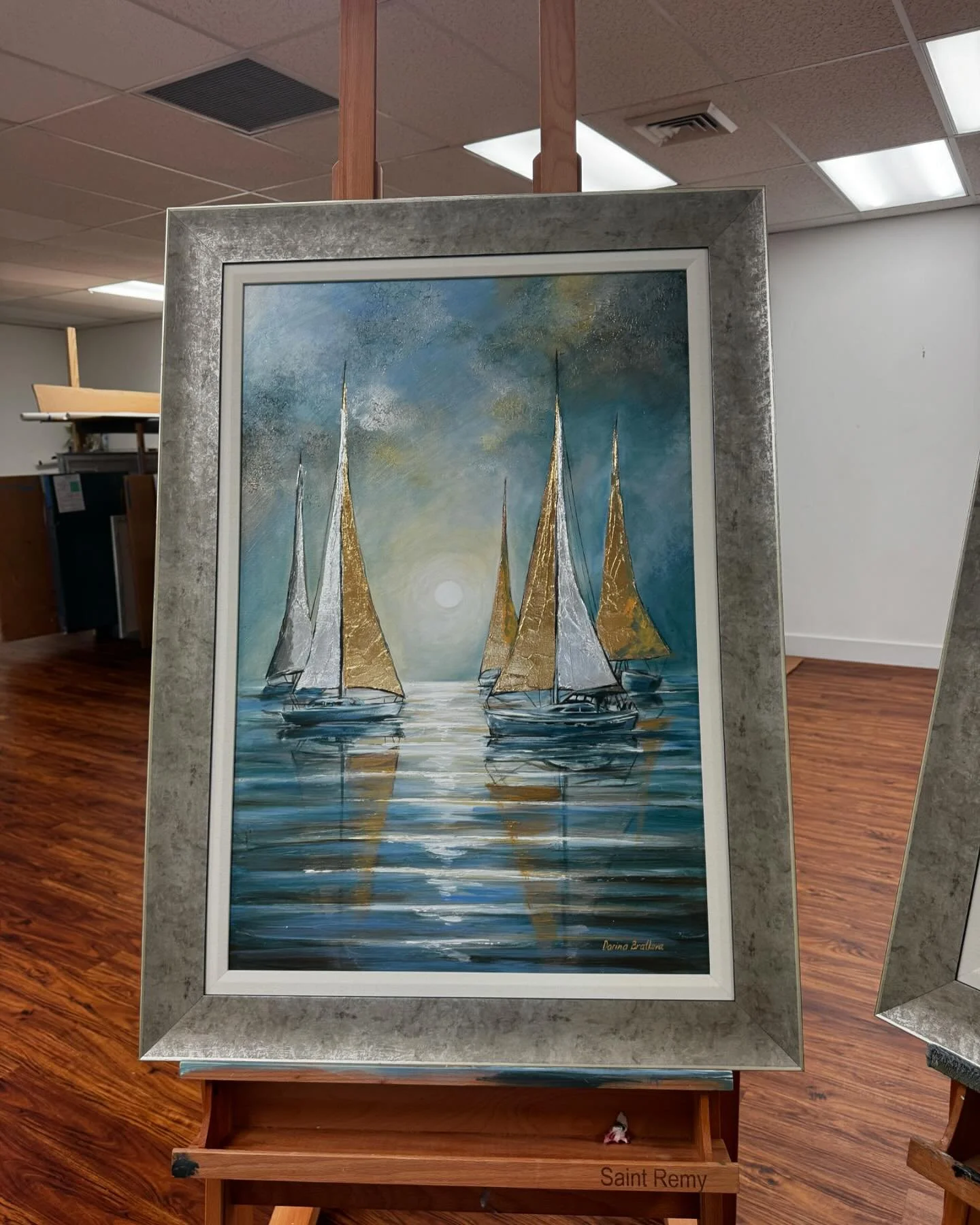 Sails of Serenity 24x36 #bocaratonflorida #artistflorida #artonduval #sailboats #goldleaf