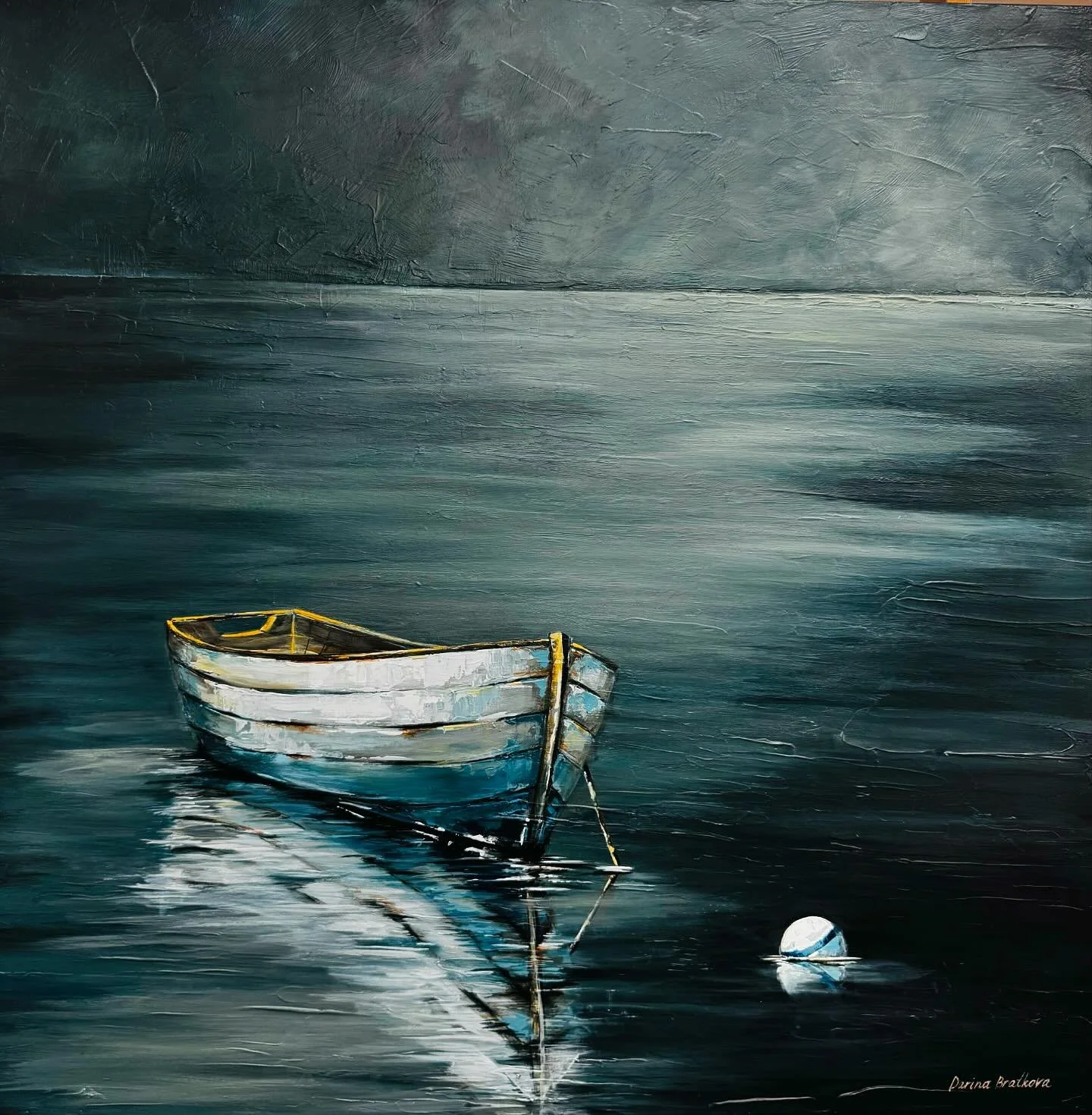 Whispers of the Ocean 36x36 Antique Boats Series #art #artonduval #boats #acrylicpainting #acrylicboats