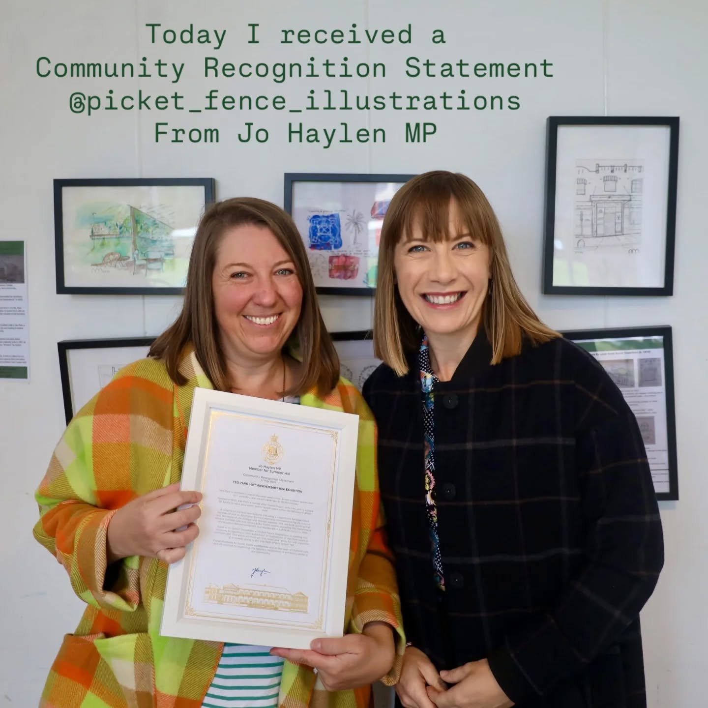 Today I received a Community Recognition Statement @picket_fence_illustrations from @johaylen 

To say that I am proud and overjoyed with this honour would be an understatement! 💓 

Thankyou to everyone who came together on Sunday to celebrate this 