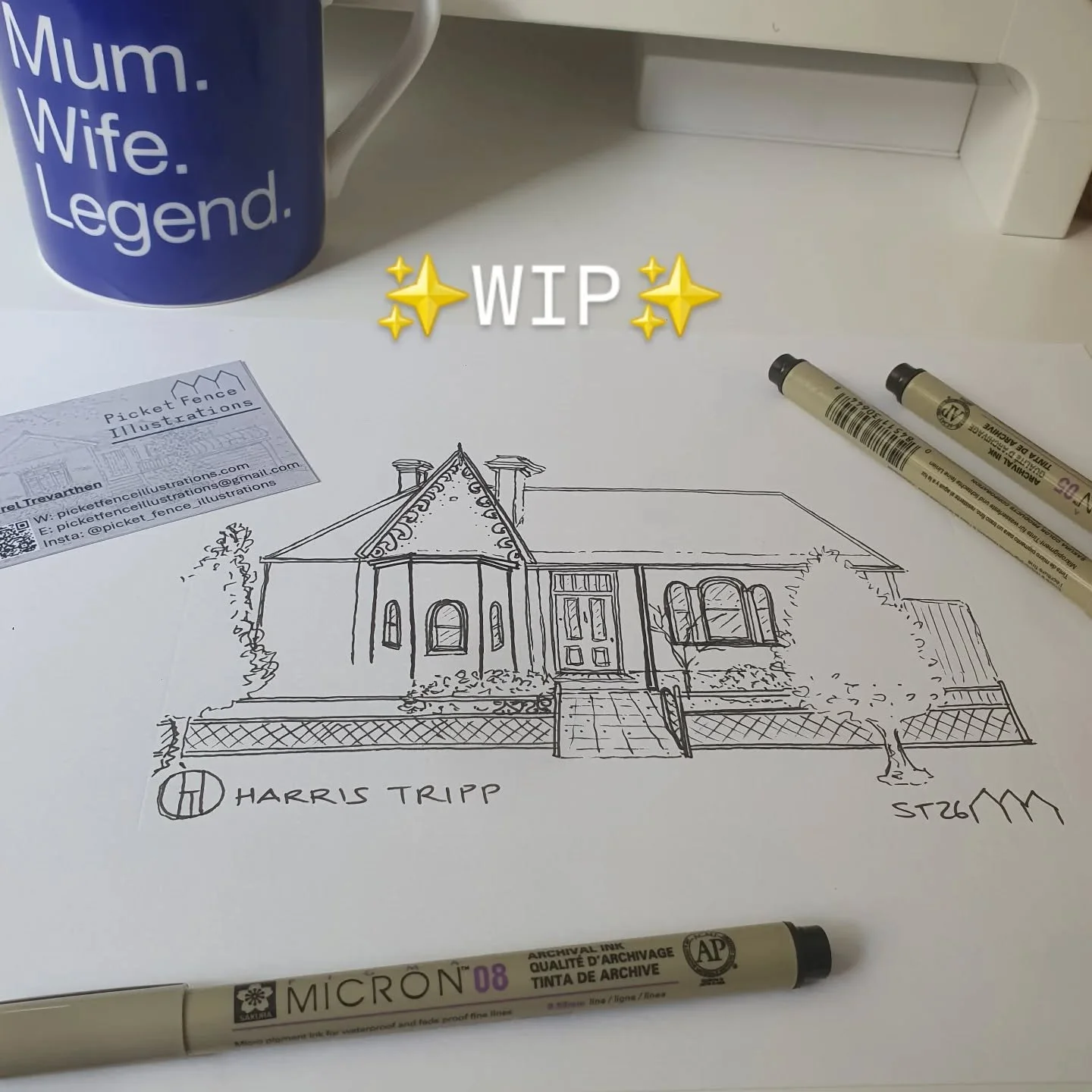 Hand drawn illustration 🖊🏡
@picket_fence_illustrations 

Made possible during school holidays with a bit of help 😉 

💖 How are your school holidays going?

Illustration commissions available 
DM: @picket_fence_illustrations 
Web: picketfenceillus