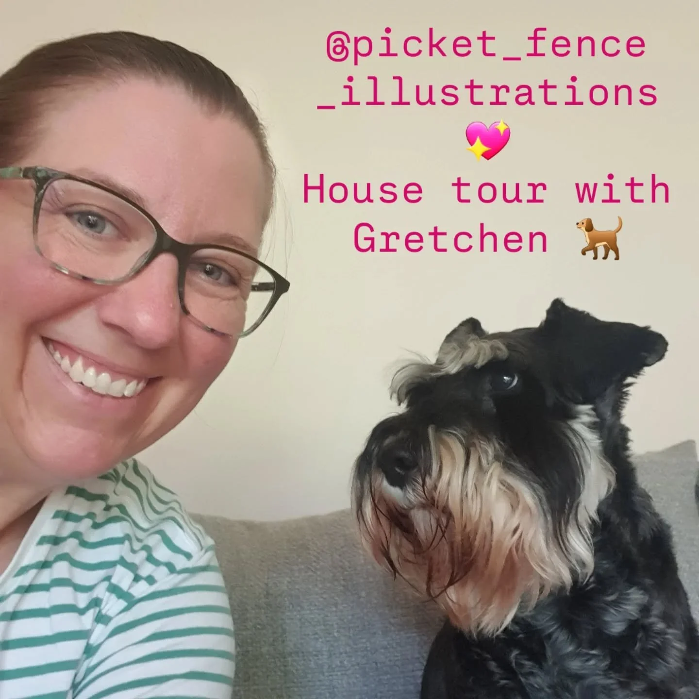 🏡 House tours with Gretchen 🐕
@picket_fence_illustrations

~~~
💖 Introducing Gretchen 🐕 
@staceys_places is Gretchen's mum &amp; my bestie 💓
I am now Gretchen's Aunty &amp; part-time nanny 🥰

Gretchen is new on the scene, so I showed her some o