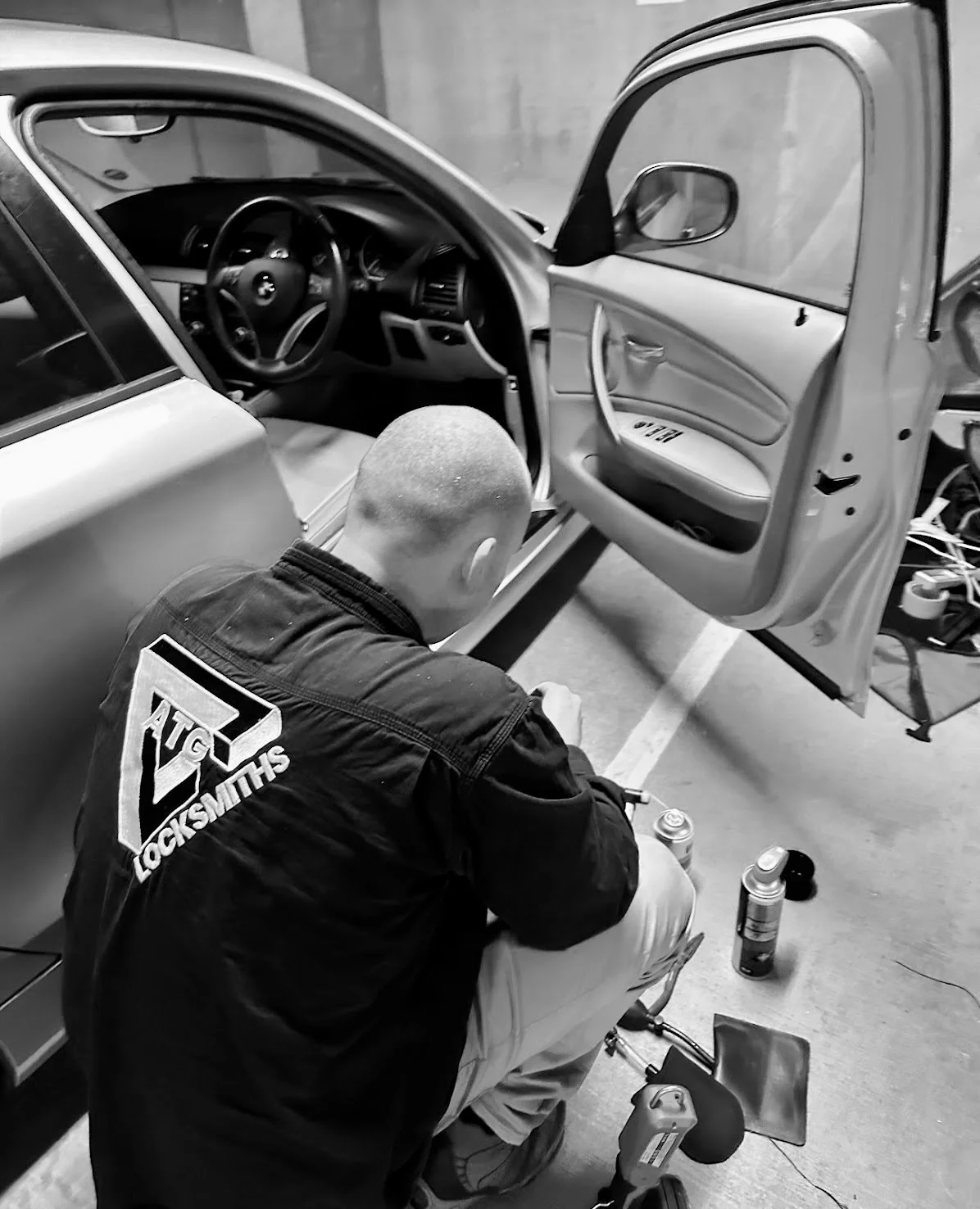 Locksmith from ATG Locksmiths working on a job in Lorne.