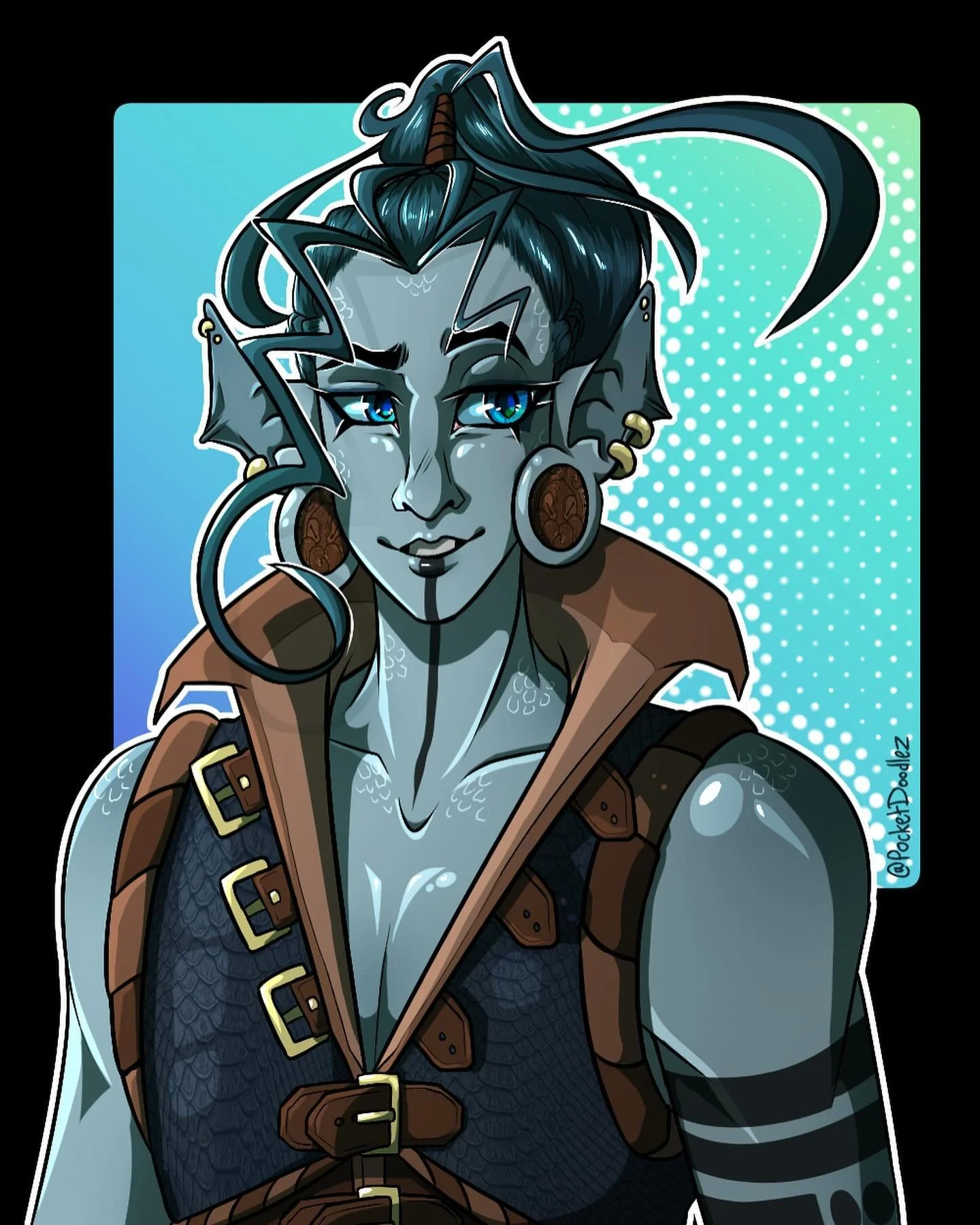 Next character profile done for artfight, Mizuashi!!!! His full ref is up on my artfight, and I&rsquo;m excited to have a dnd character up on there. Thinking about possibly adding Silvyr if I have energy and time to do his updated reference :&gt; Got