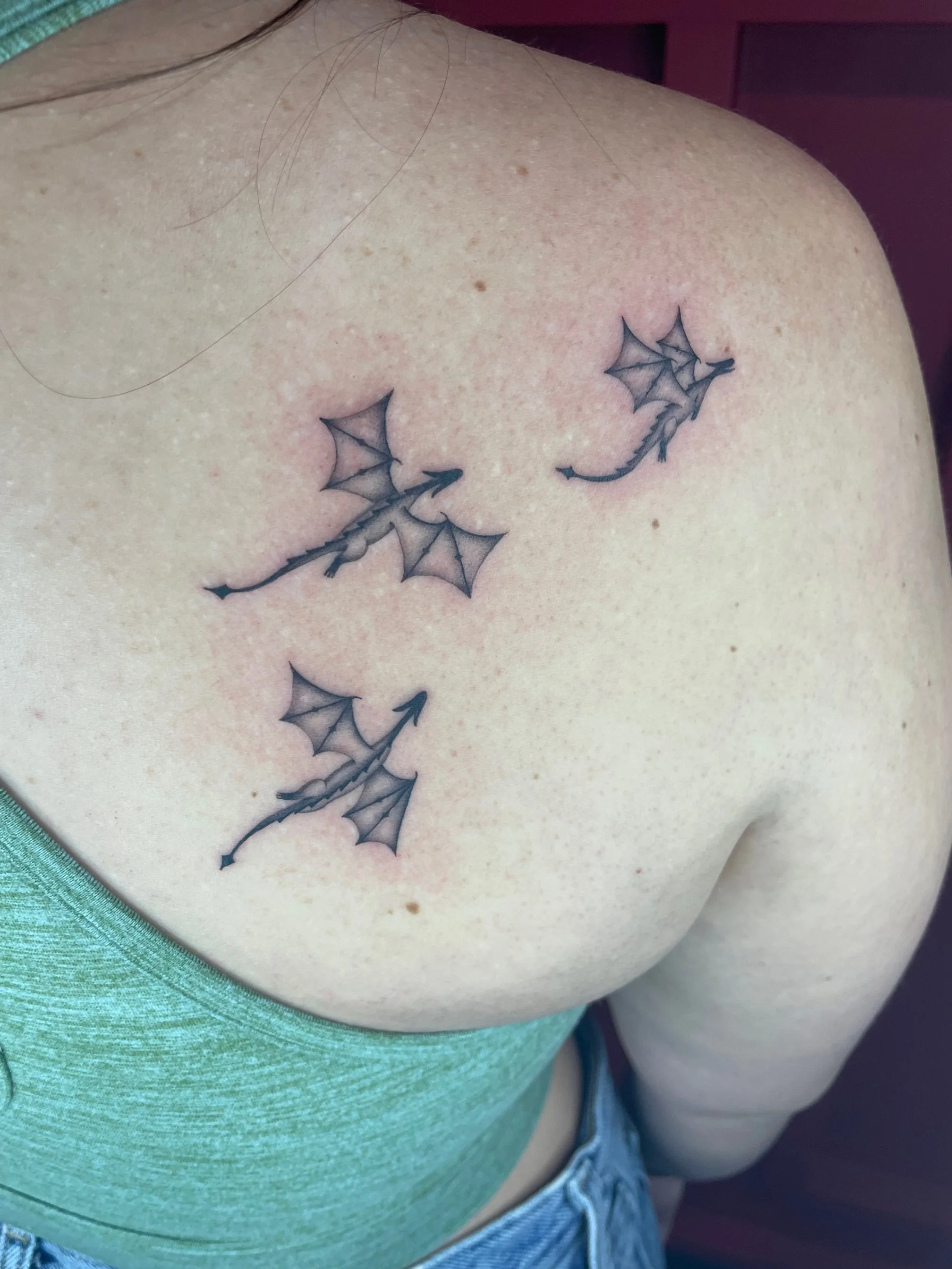fine line dragon tattoo