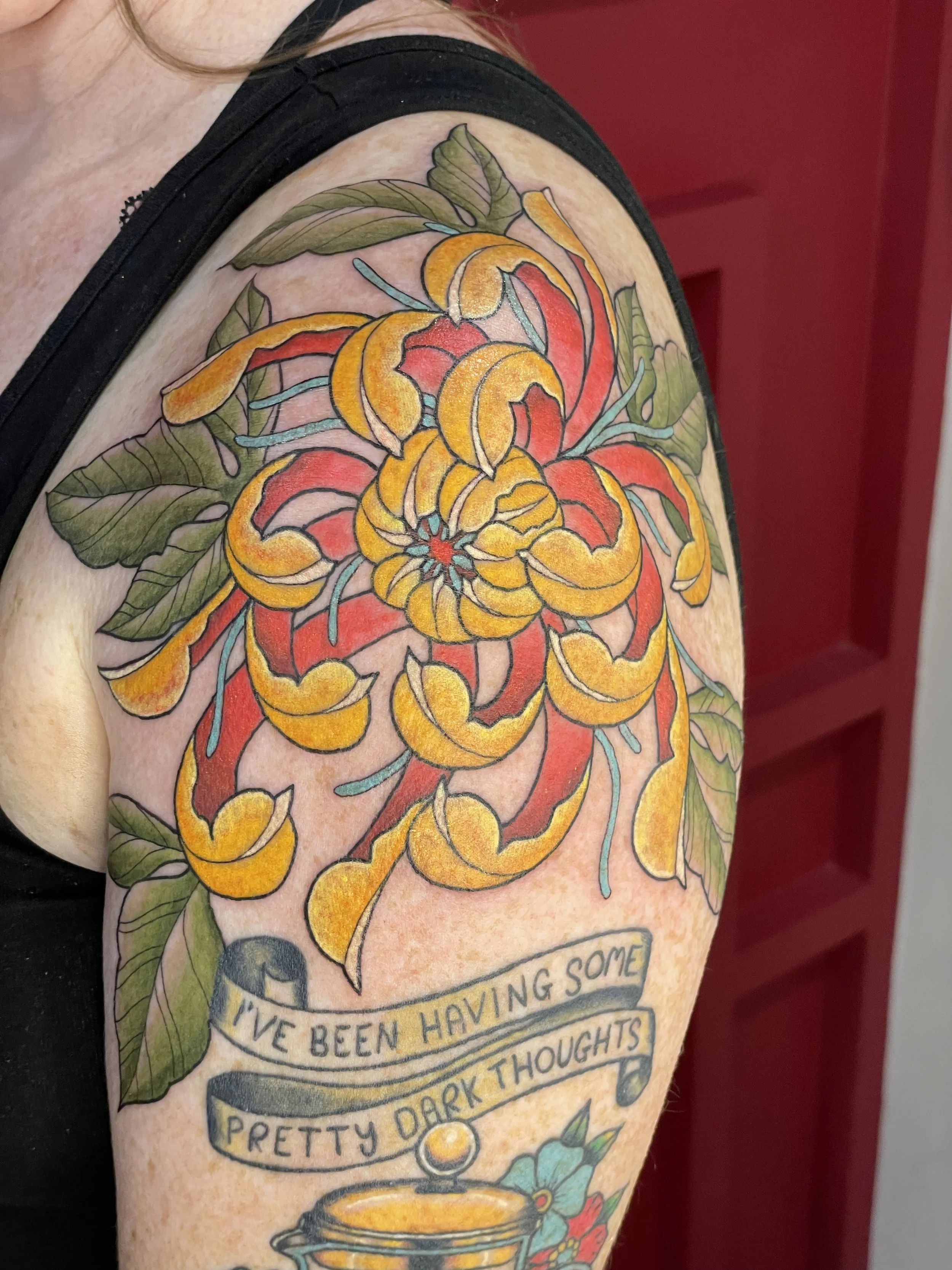 chrysanthemum neotrad tattoo neotraditional.