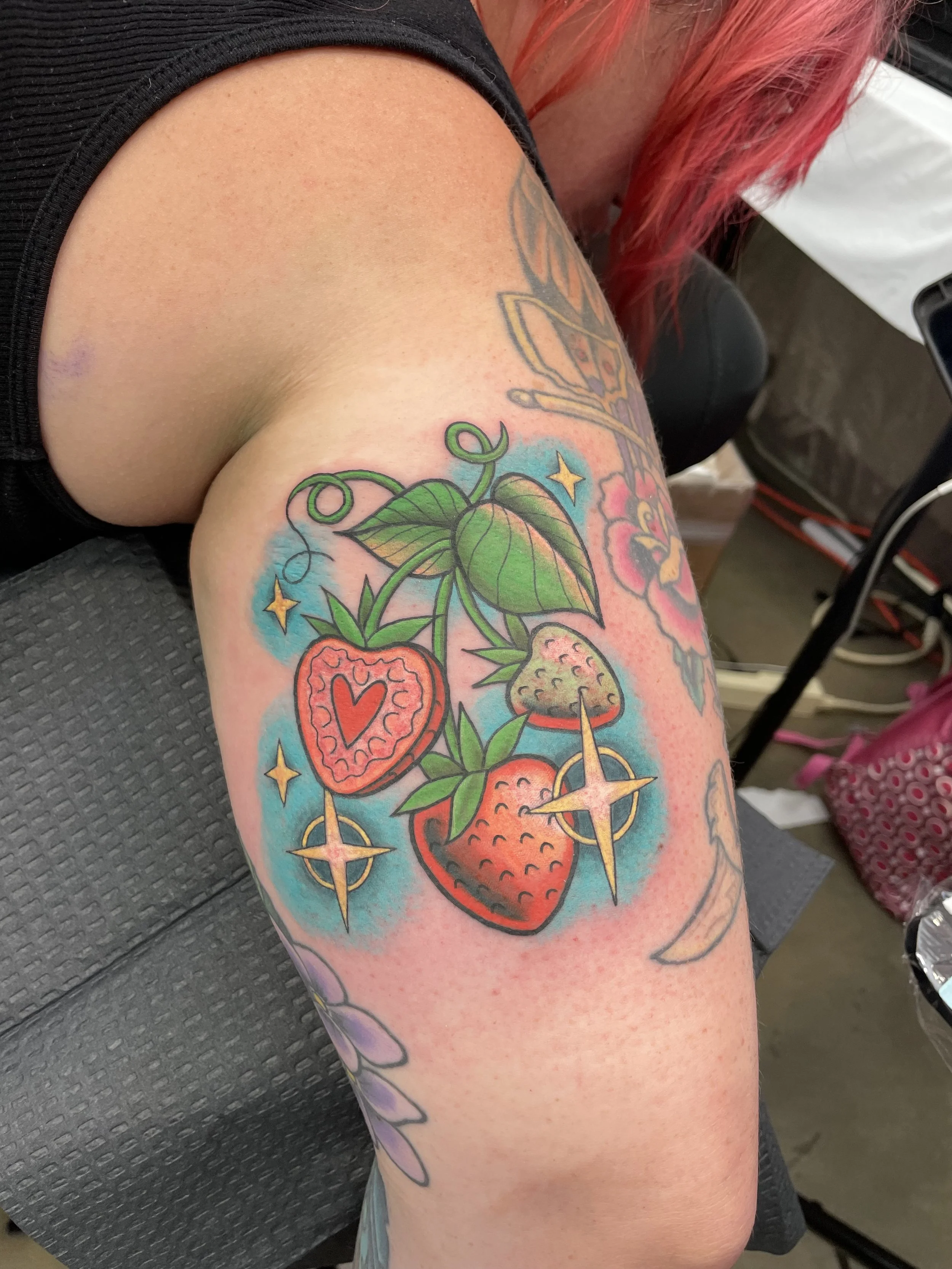 strawberries with twinkle stars tattoo