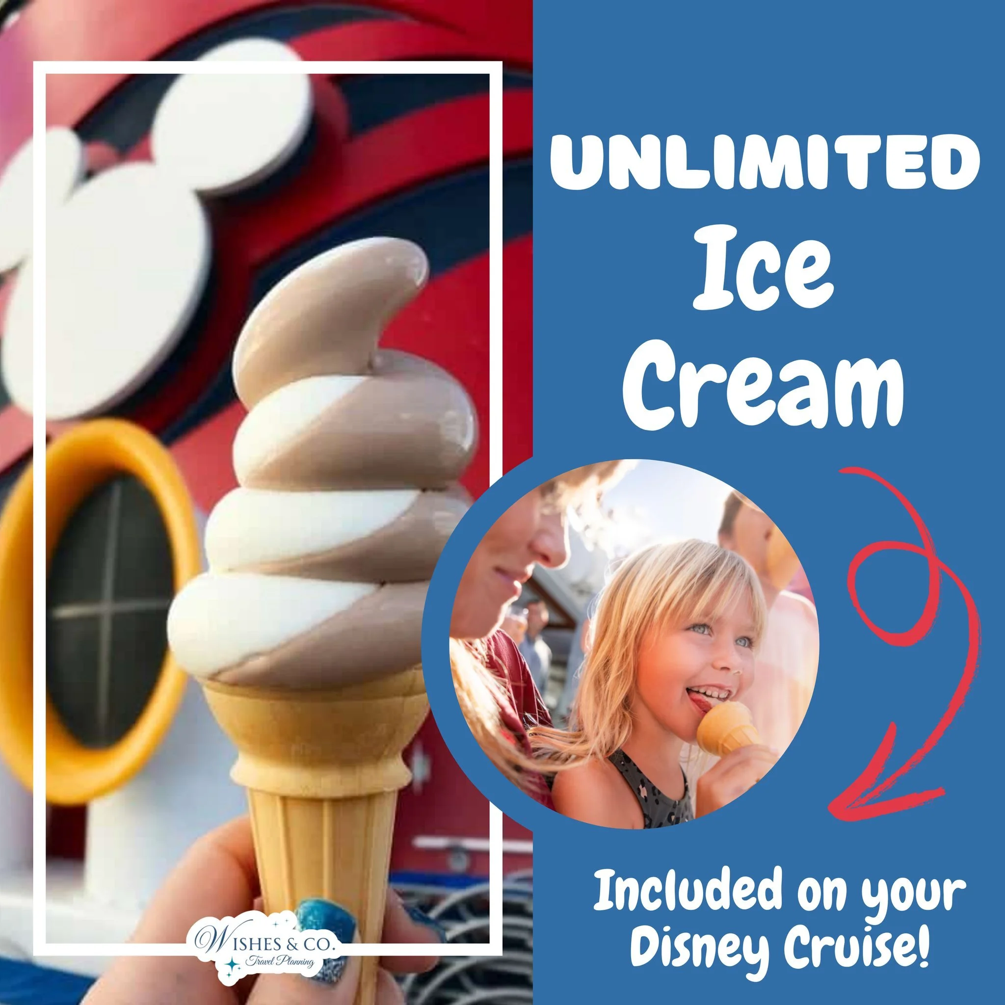 Sail + swirl = instant happiness! Disney Cruise Line makes it way too easy with unlimited soft-serve right on deck, and yes, seconds (or thirds) are totally encouraged. From classic chocolate + vanilla swirls to fruity flavors that taste like summer,