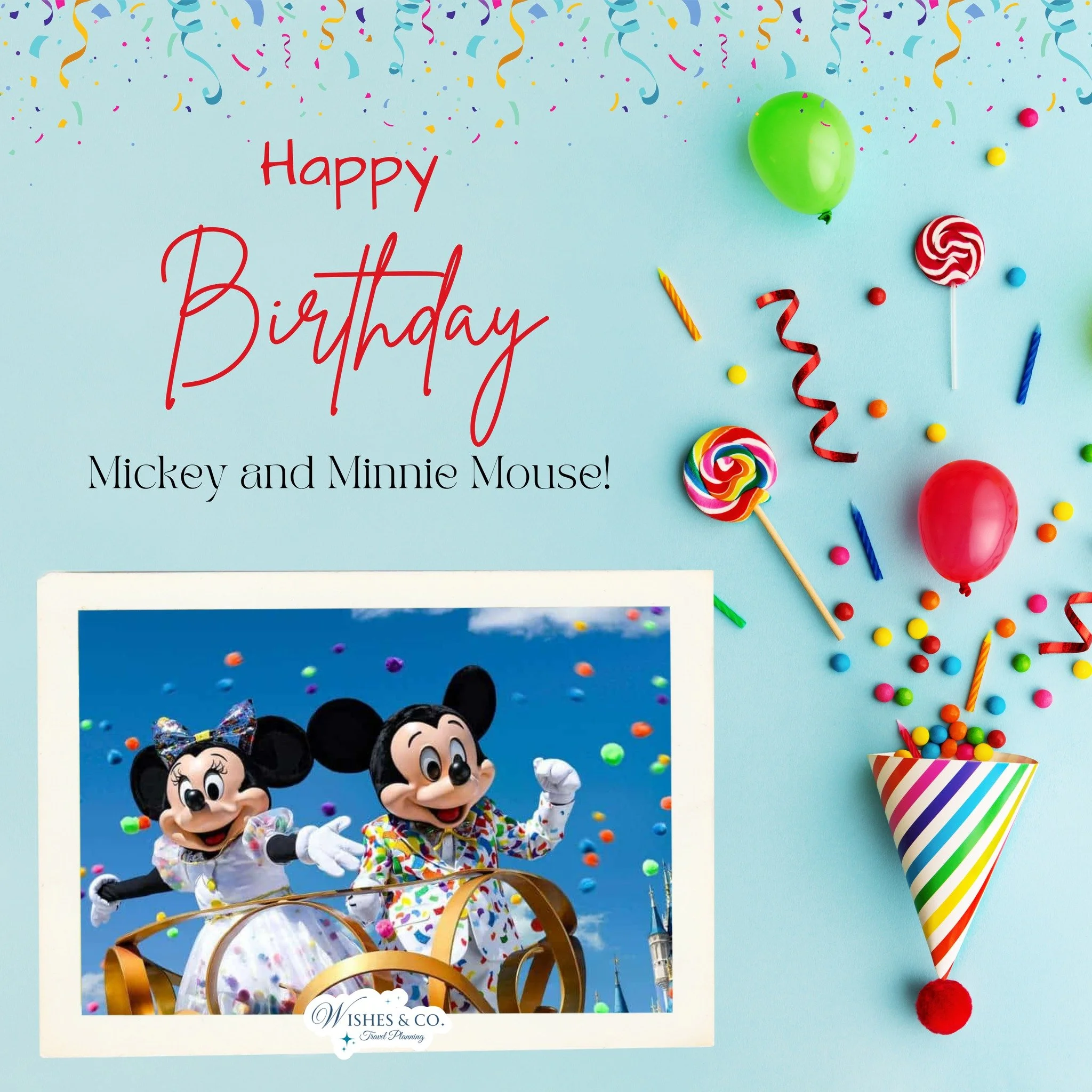 Happy Birthday, Mickey &amp; Minnie! 🎉🐭

Today marks the anniversary of the very first time Mickey and Minnie Mouse appeared on screen together back in 1928! These two icons are the heart of Disney magic, and the reason so many of us fell in love w