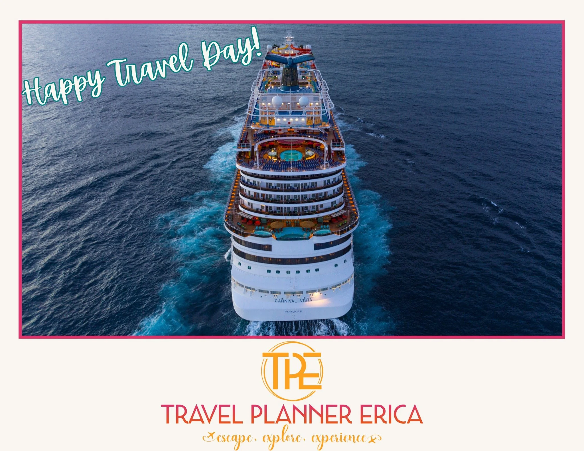 🚢✨ Happy Travel Day to my clients boarding the Carnival Vista today! ✨🚢

They&rsquo;re officially trading everyday life for ocean breezes, sunrise coffees on the balcony, Guy&rsquo;s burgers, and that &ldquo;I have absolutely zero responsibilities 