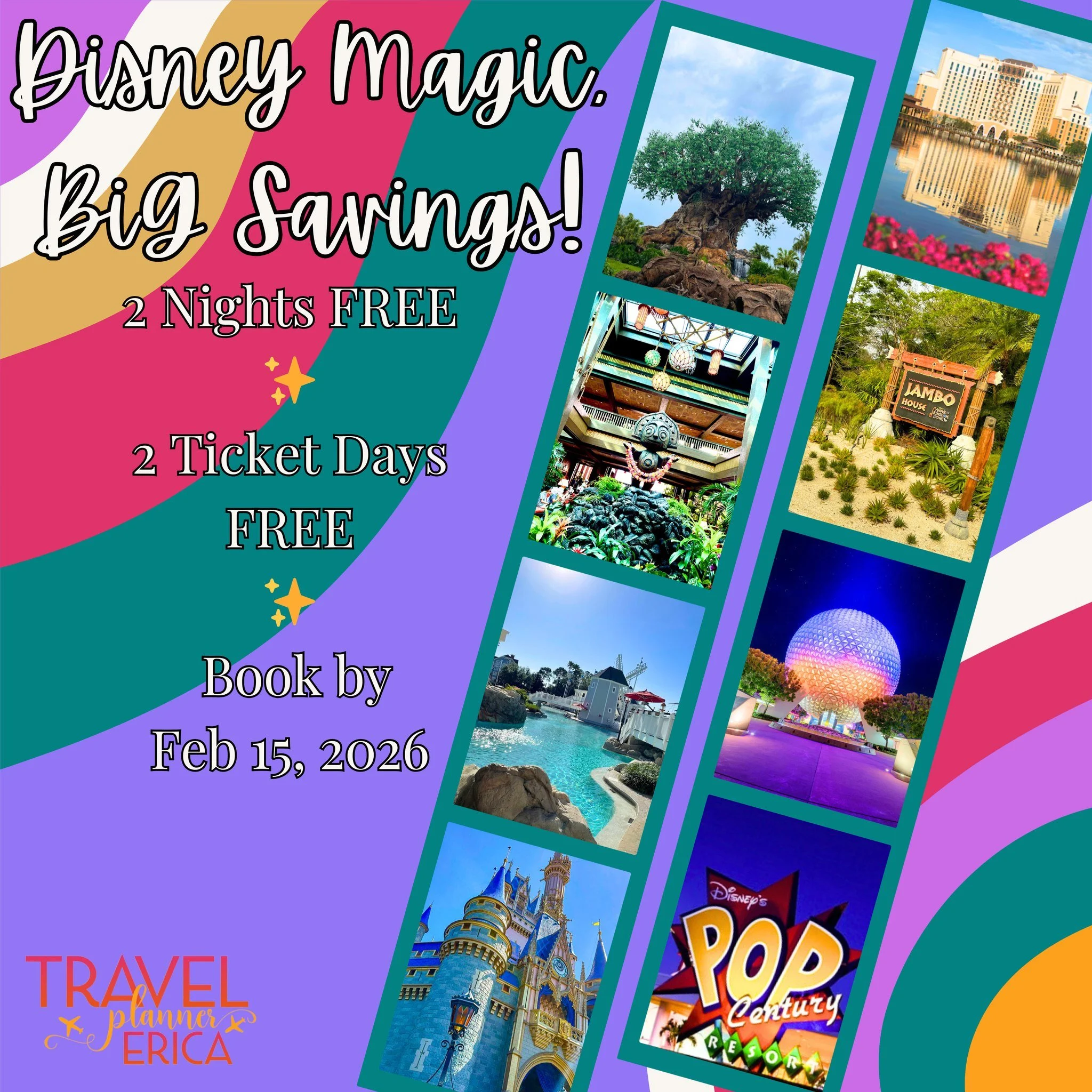 🚨✨ Friendly Disney Reminder ✨🚨

This incredible Walt Disney World offer is still available, but it&rsquo;s limited and expires soon, so consider this your official nudge. 

📅 Booking deadline: February 15, 2026
🗓️ Travel dates: Most nights May 26