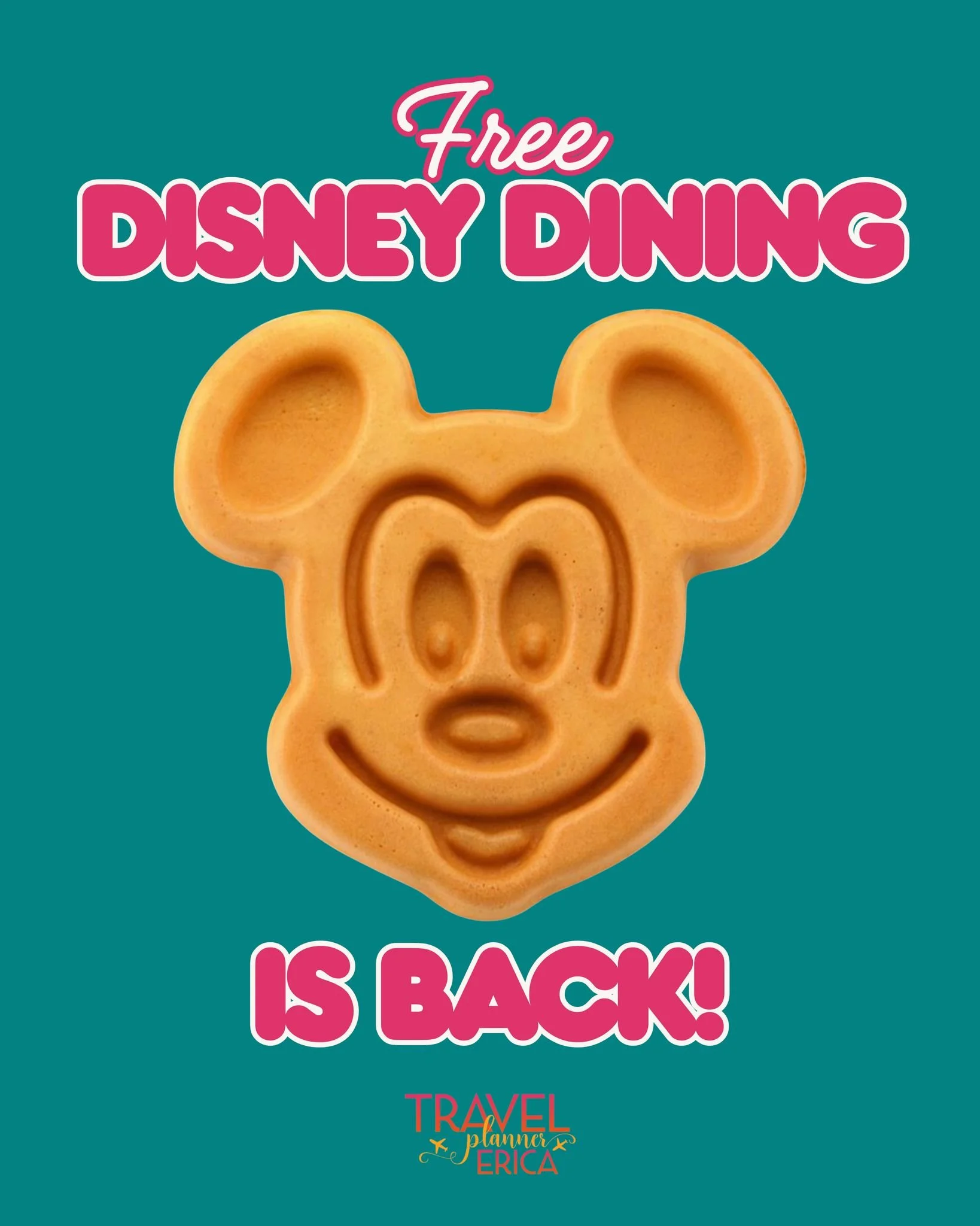 🚨Disney just dropped a FREE DINING deal!🚨

For a limited time, you can get a FREE dining plan for the whole family when you book a 4-night, 4-day Walt Disney World package that includes:
 🏨 A stay at a select Disney Resort hotel
 🎟️ Theme park ti