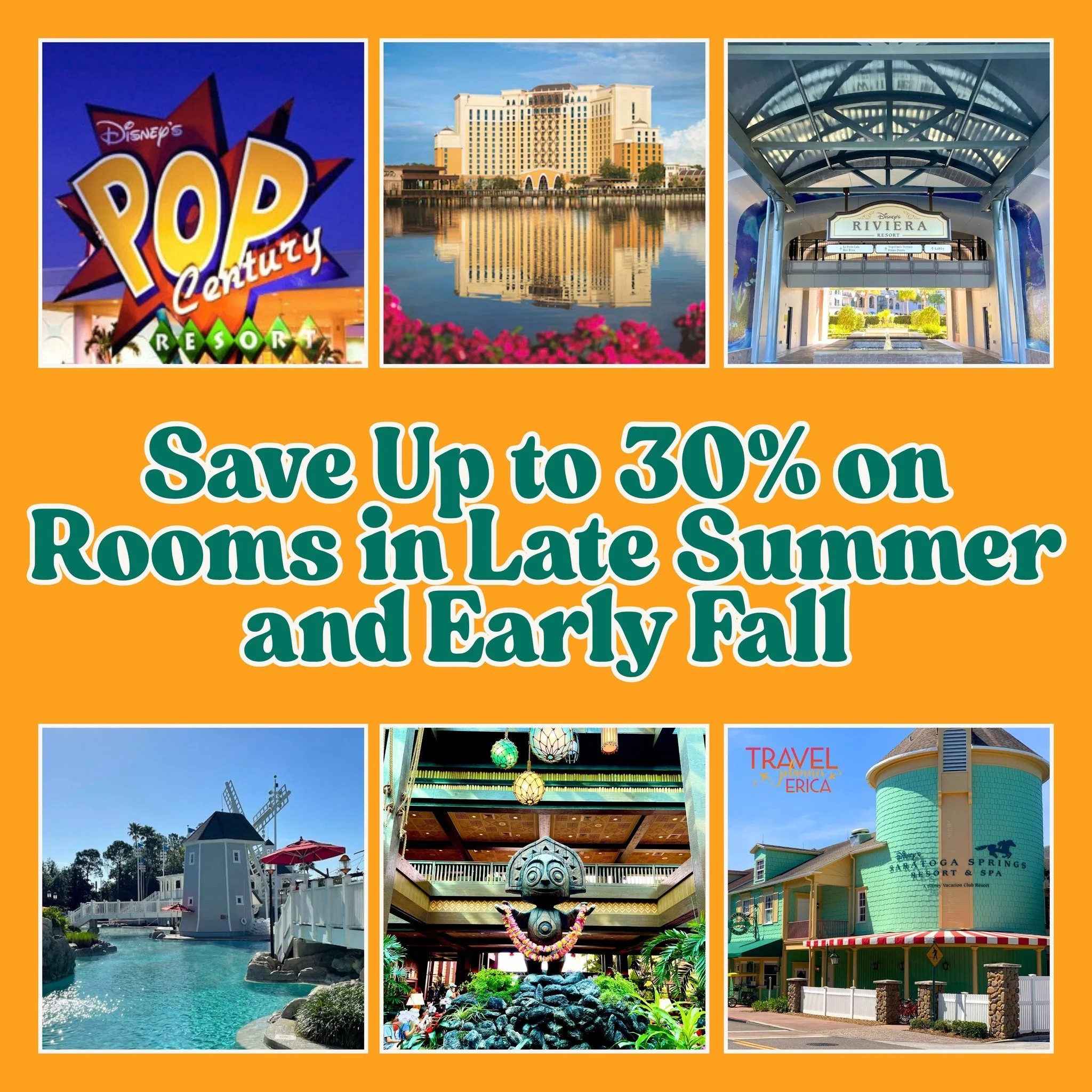 💸 Disney just dropped another deal, and this one is for my late summer and fall trip planners!

You can save up to 30% on Disney Resort hotel rooms when you stay 5 nights or longer at select resorts!
Even better? There are still savings available fo