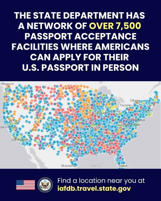 First time getting a U.S. passport? Traveling with kids? Or maybe you just don&rsquo;t qualify for a renewal online? No worries! You can apply in person at one of over 7,500 passport acceptance facilities across the country.

💡 Fun fact: 99% of Amer