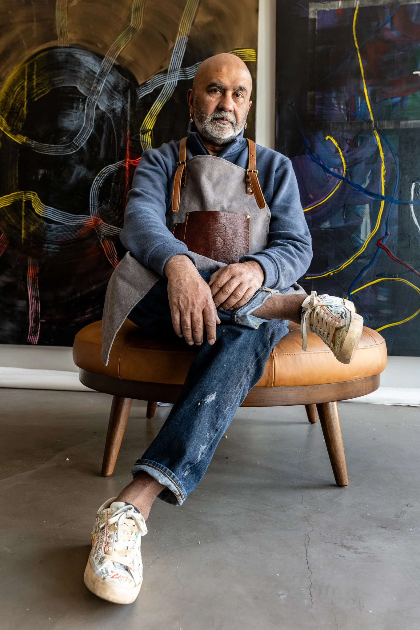 Ritu Raj Contemporary Abstract Artist in his Studio