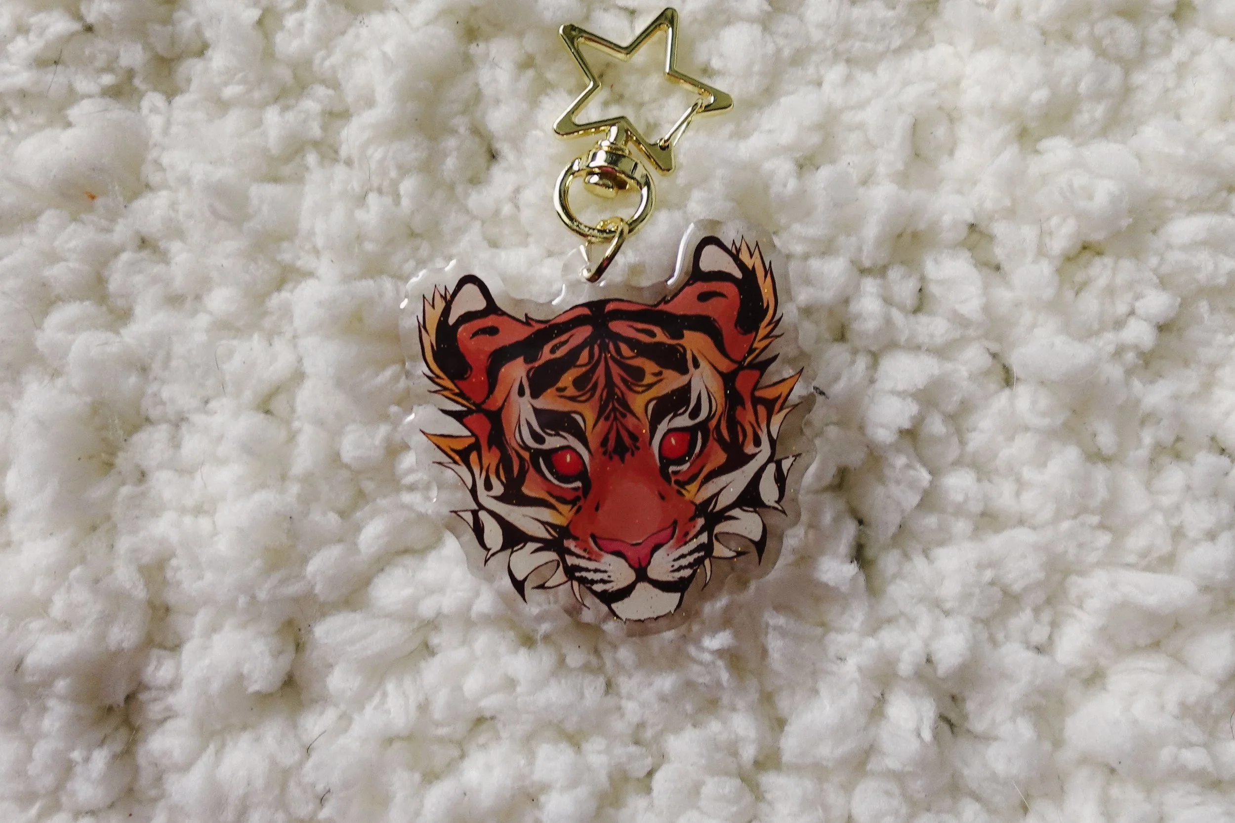 Sparkling Happy Tiger Acrylic Keychain