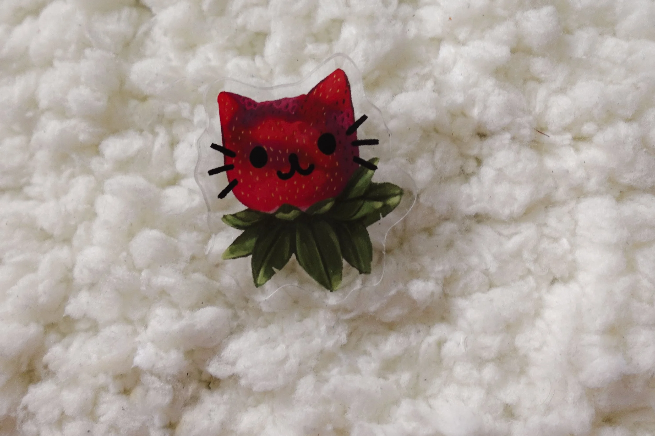 Strawberry Cat Enamel Pin