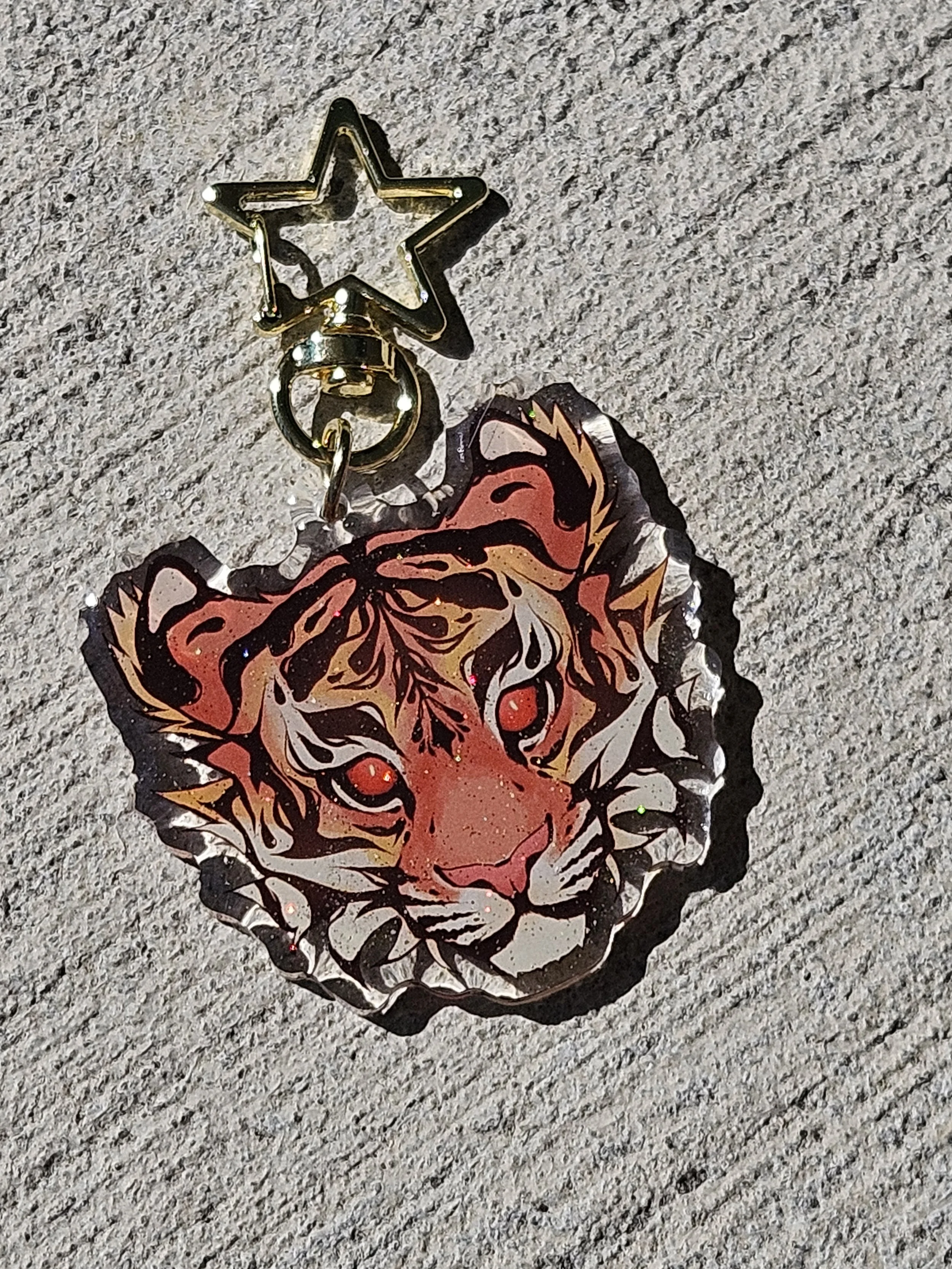 Tiger Glitter Keychain