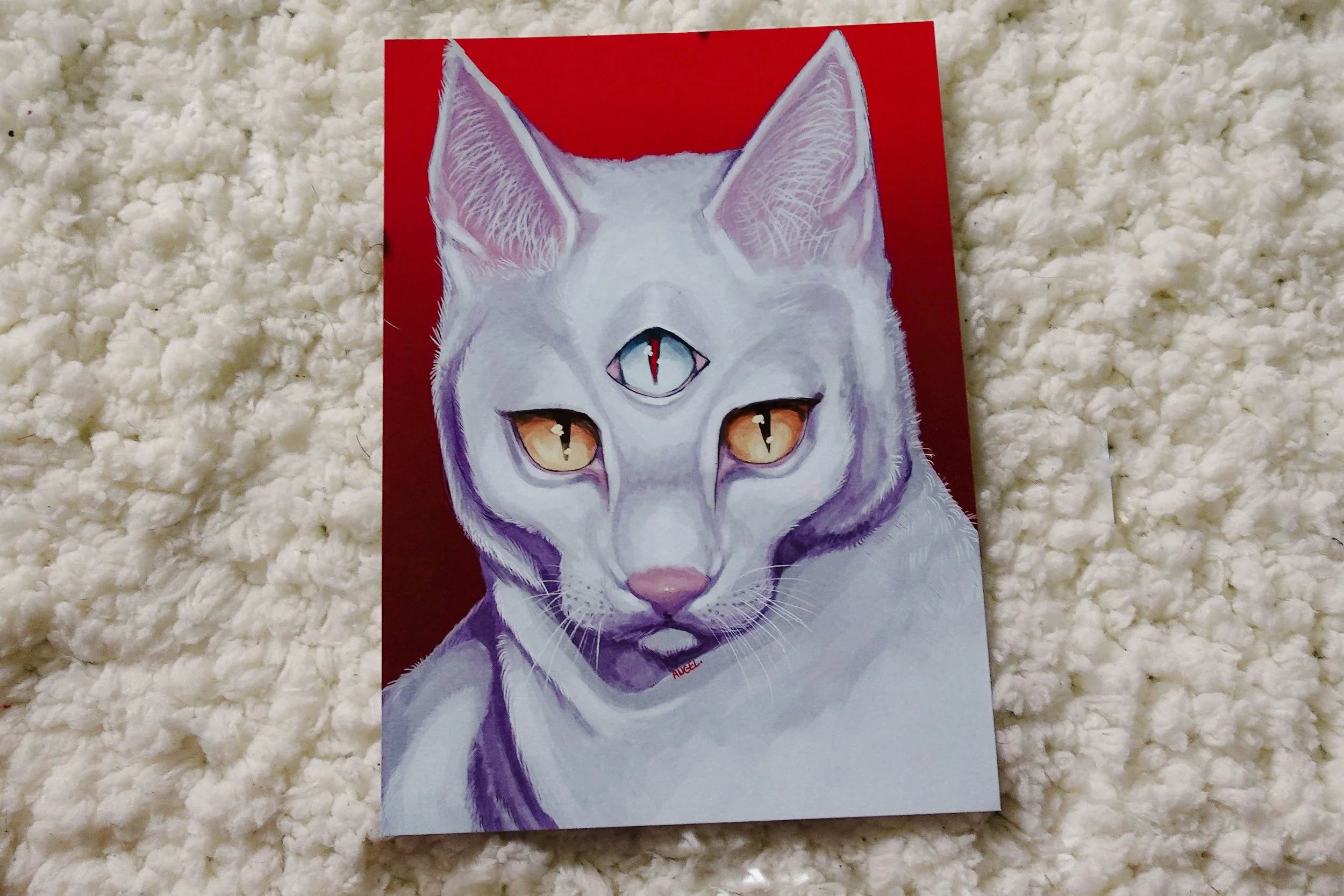 Three-Eyed Cat Portrait Art Print