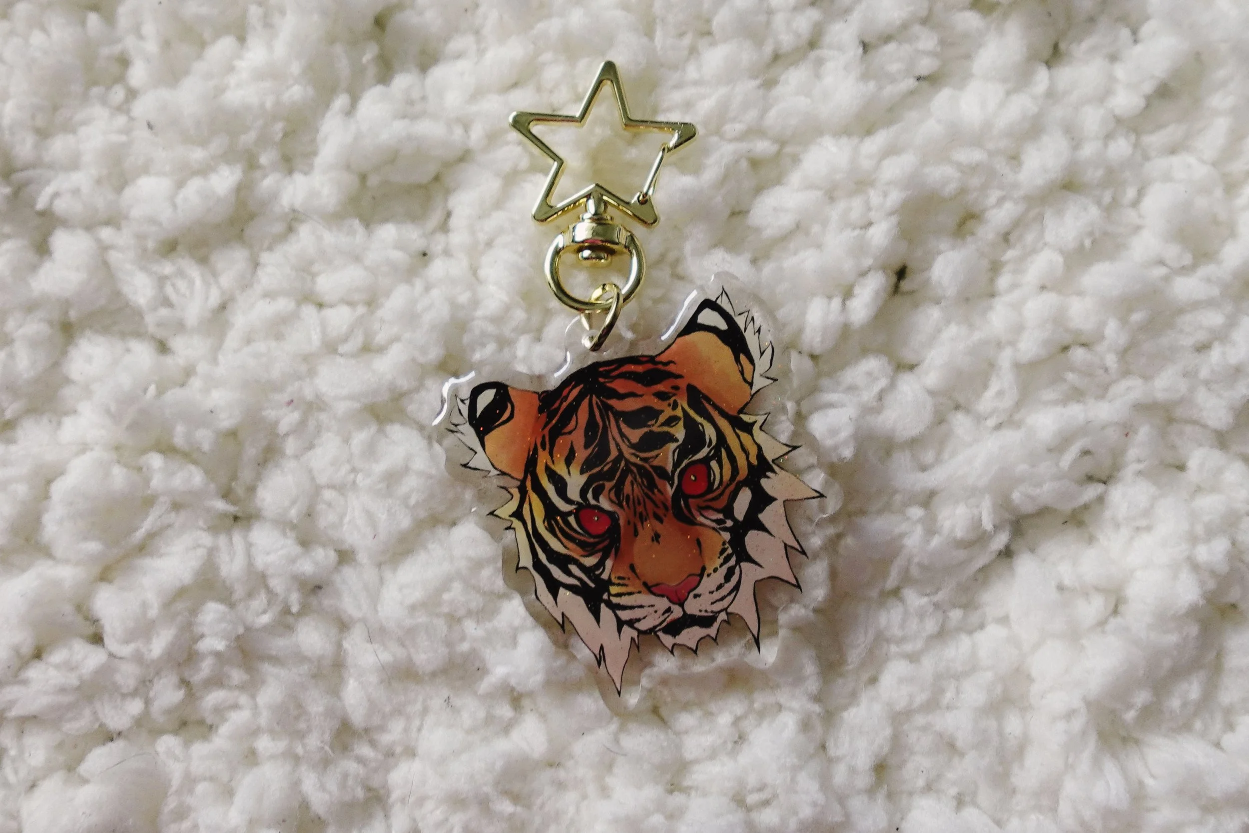 Mad Tiger Acrylic Glitter Keychain