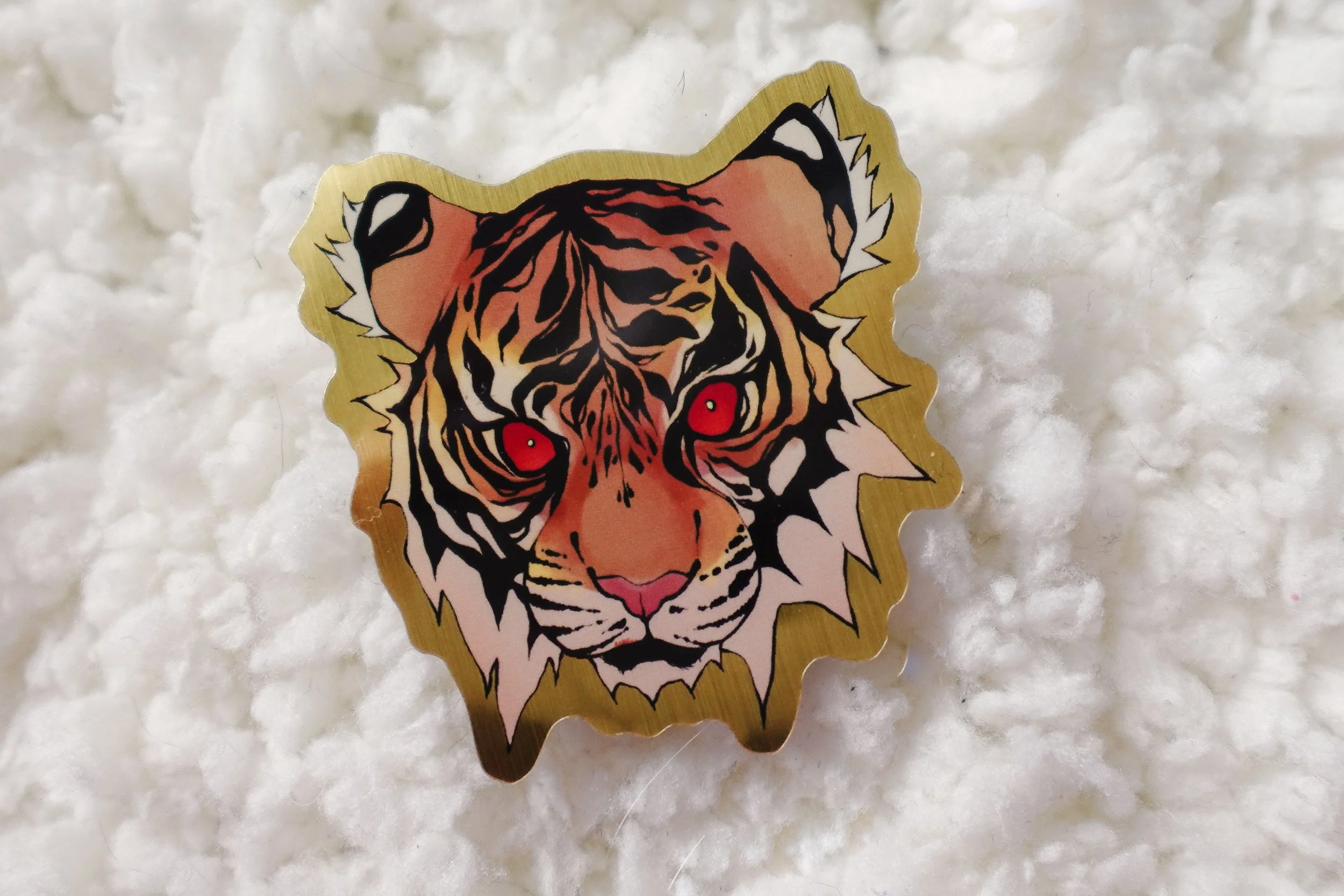 Angry Tiger Gold-Brushed Sticker