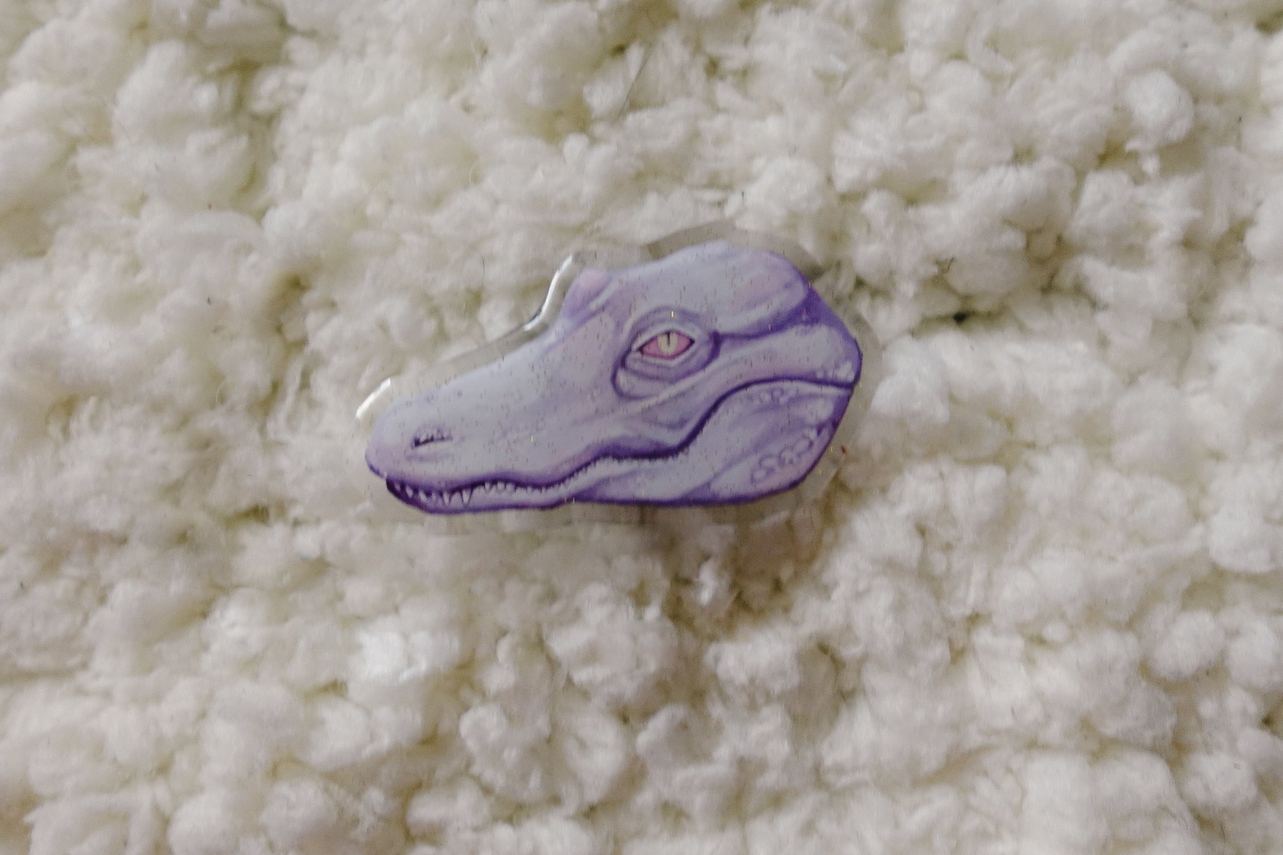 Glitter Albino Gator Pin