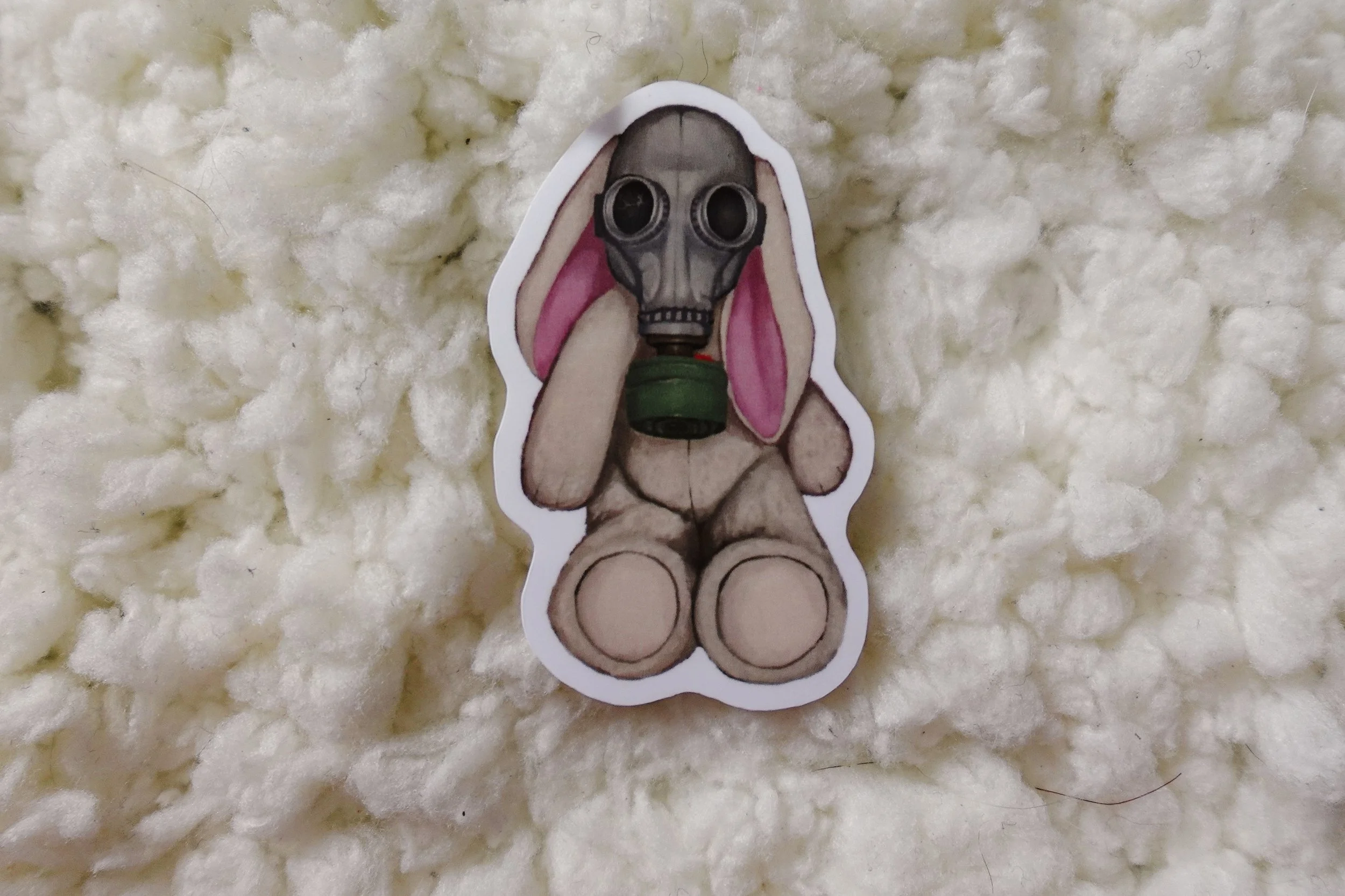 Gas Mask Bunny Vinyl Sticker
