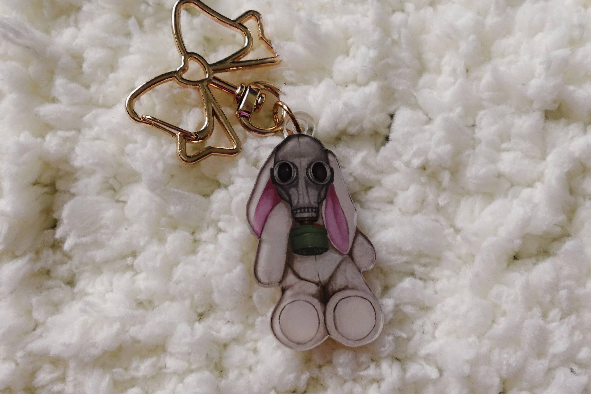 Gas Mask Bunny Acrylic Keychain